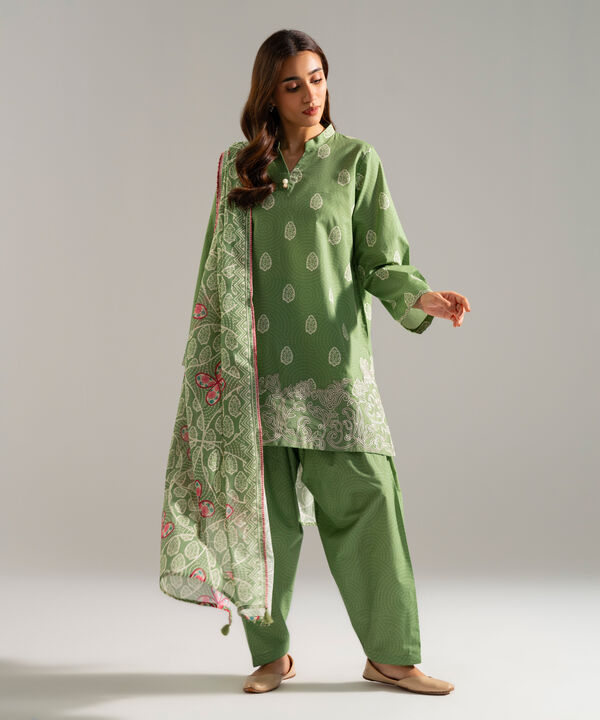 3 Piece - Embroidered Cambric Suit