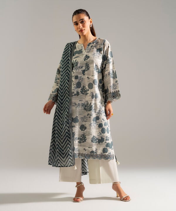 3 Piece - Embroidered Cambric Suit