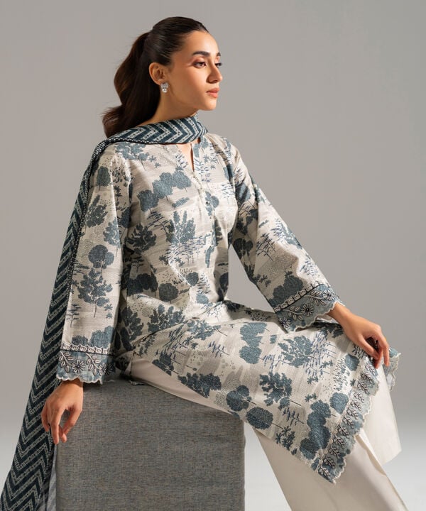 3 Piece - Embroidered Cambric Suit