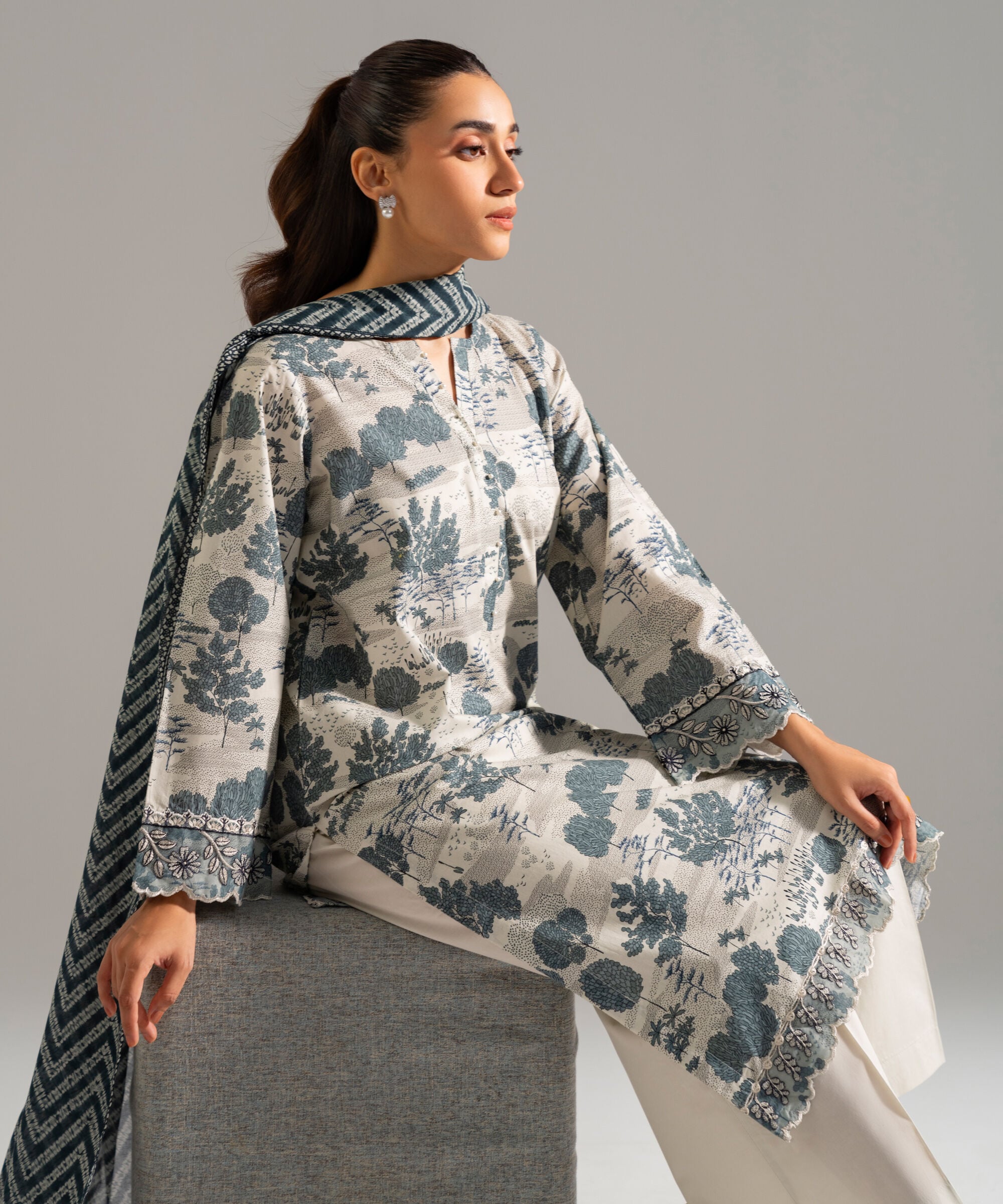 3 Piece - Embroidered Cambric Suit PBW26CHMV915