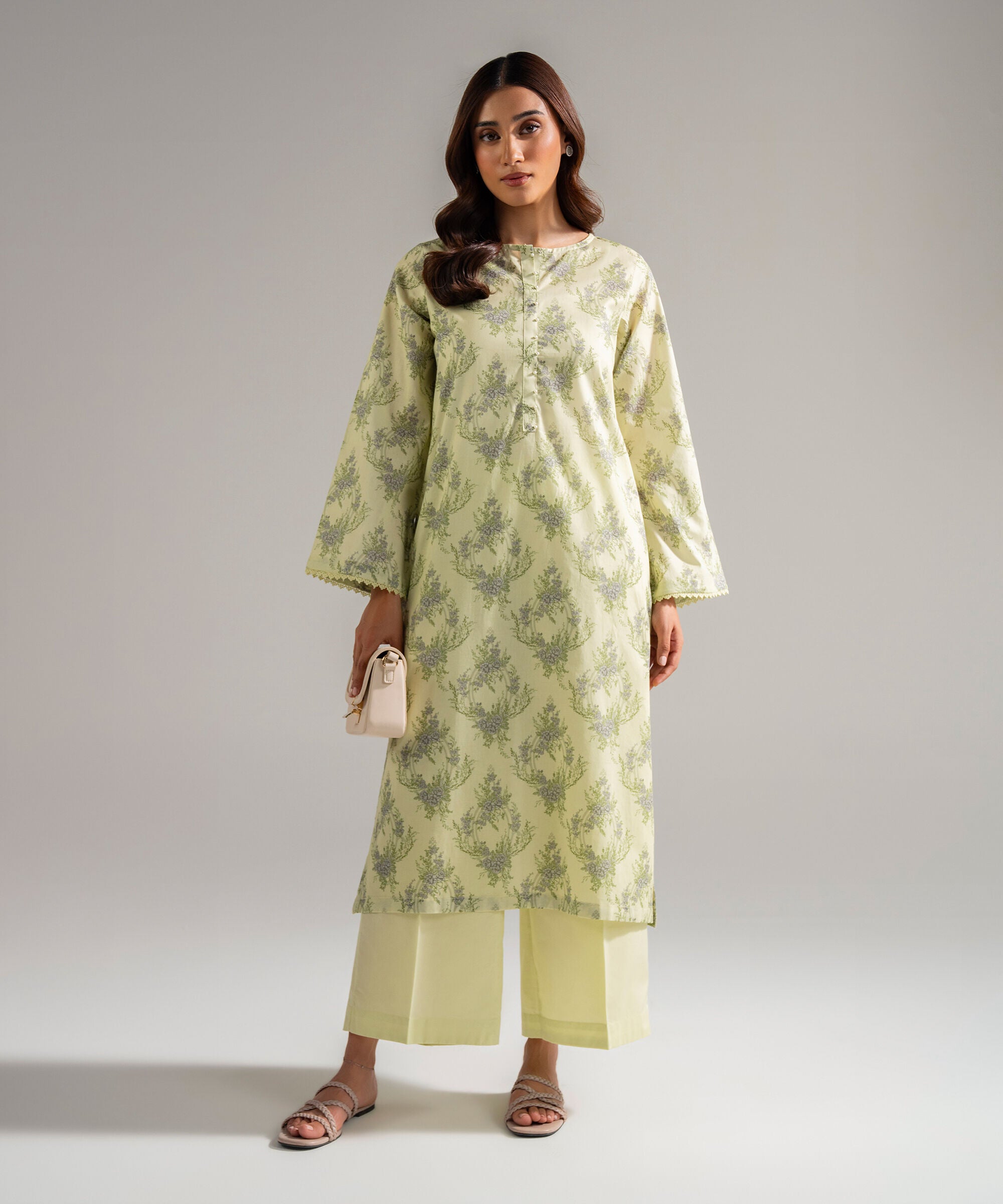 Women's RTW Lawn Embroidered Mint Green 2 Piece Suit