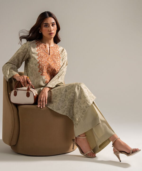 2 Piece - Embroidered Cambric Suit