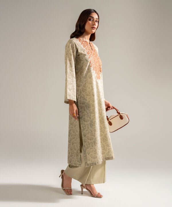 2 Piece - Embroidered Cambric Suit