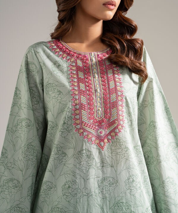 2 Piece - Embroidered Cambric Suit