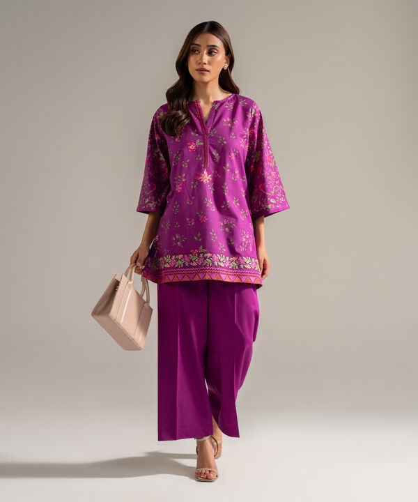 2 Piece - Embroidered Cambric Suit