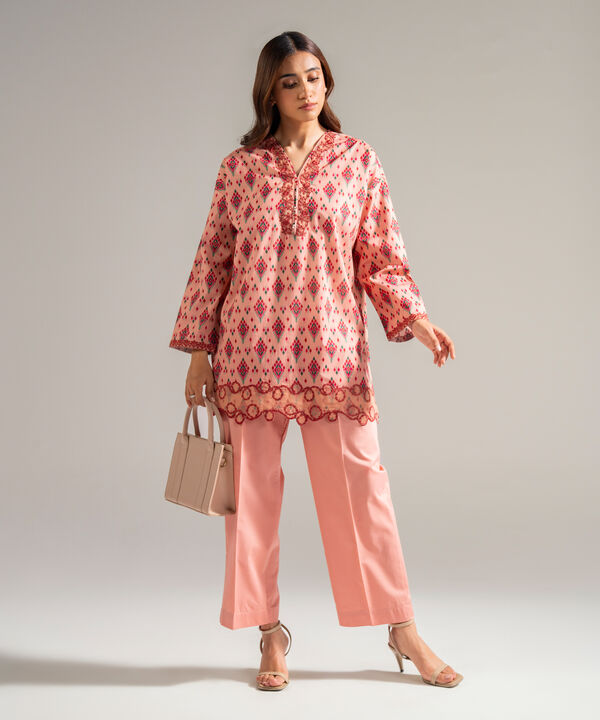 2 Piece - Embroidered Cambric Suit