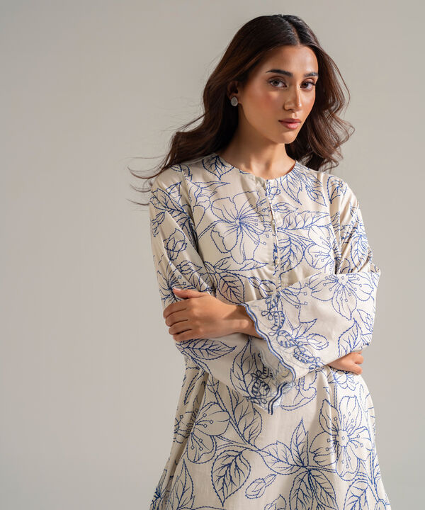 2 Piece - Embroidered Cambric Suit