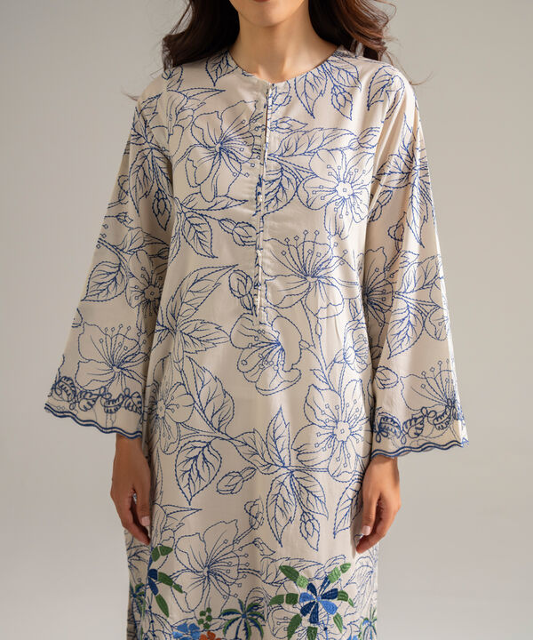 2 Piece - Embroidered Cambric Suit