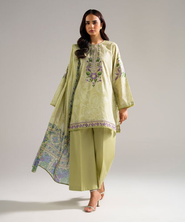3 Piece - Embroidered Cambric Suit