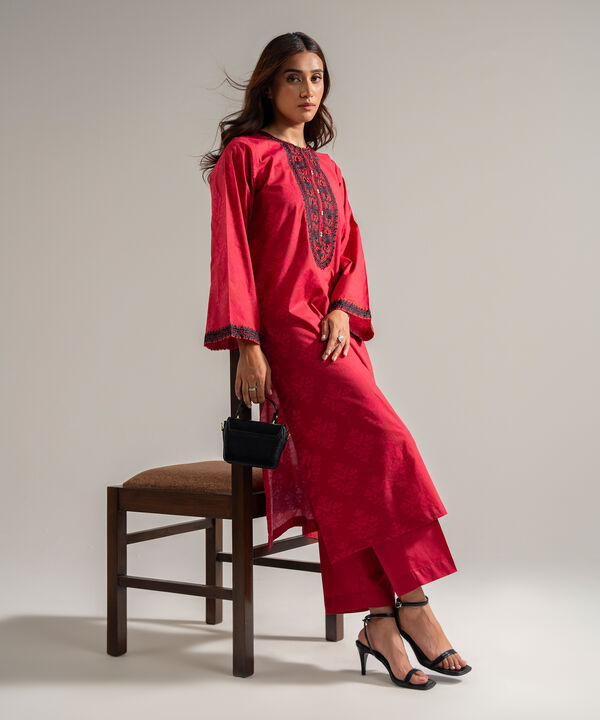 2 Piece - Embroidered Cambric Suit