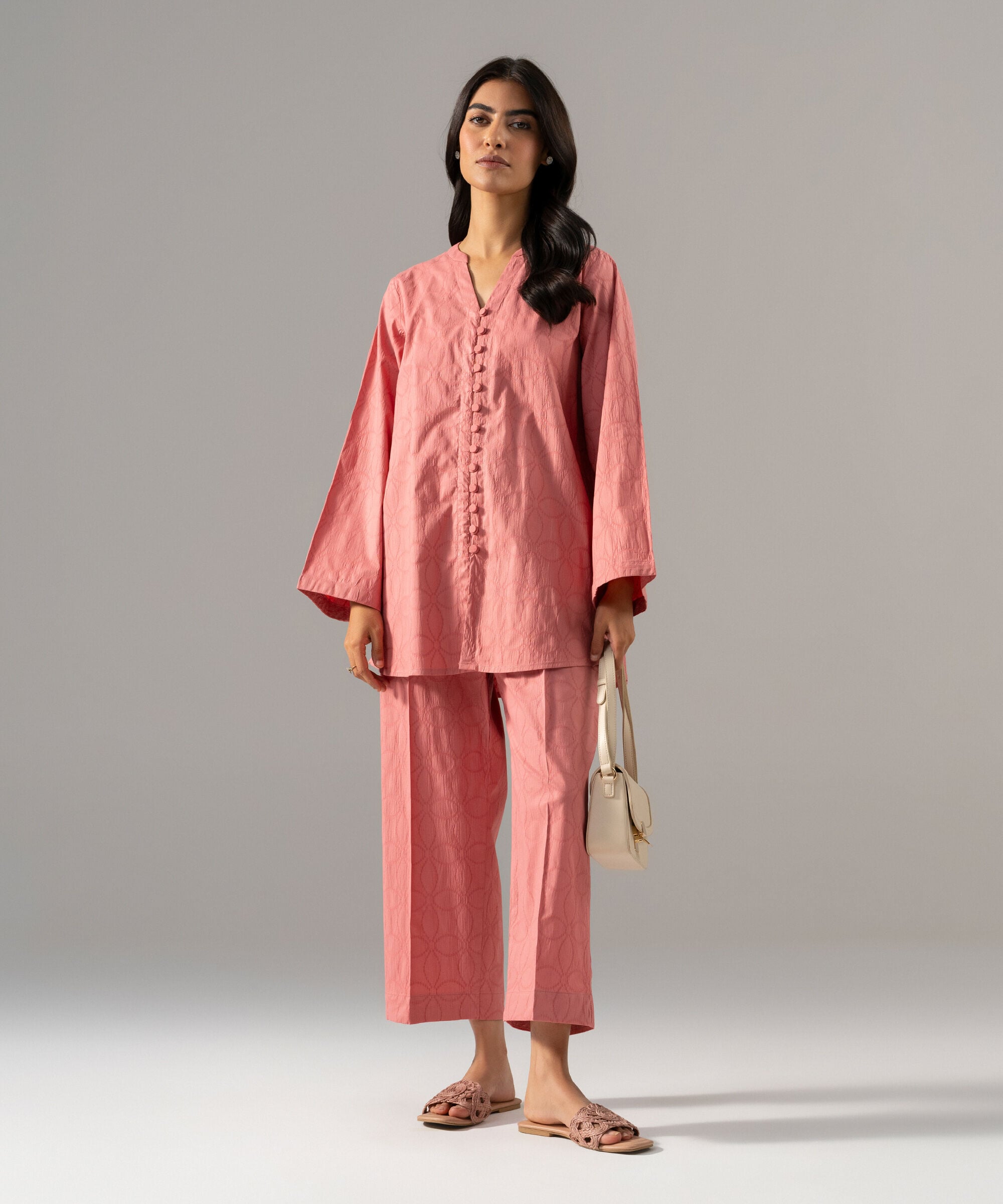 2 Piece - Solid Textured Cotton Suit PBWSCWMRV803
