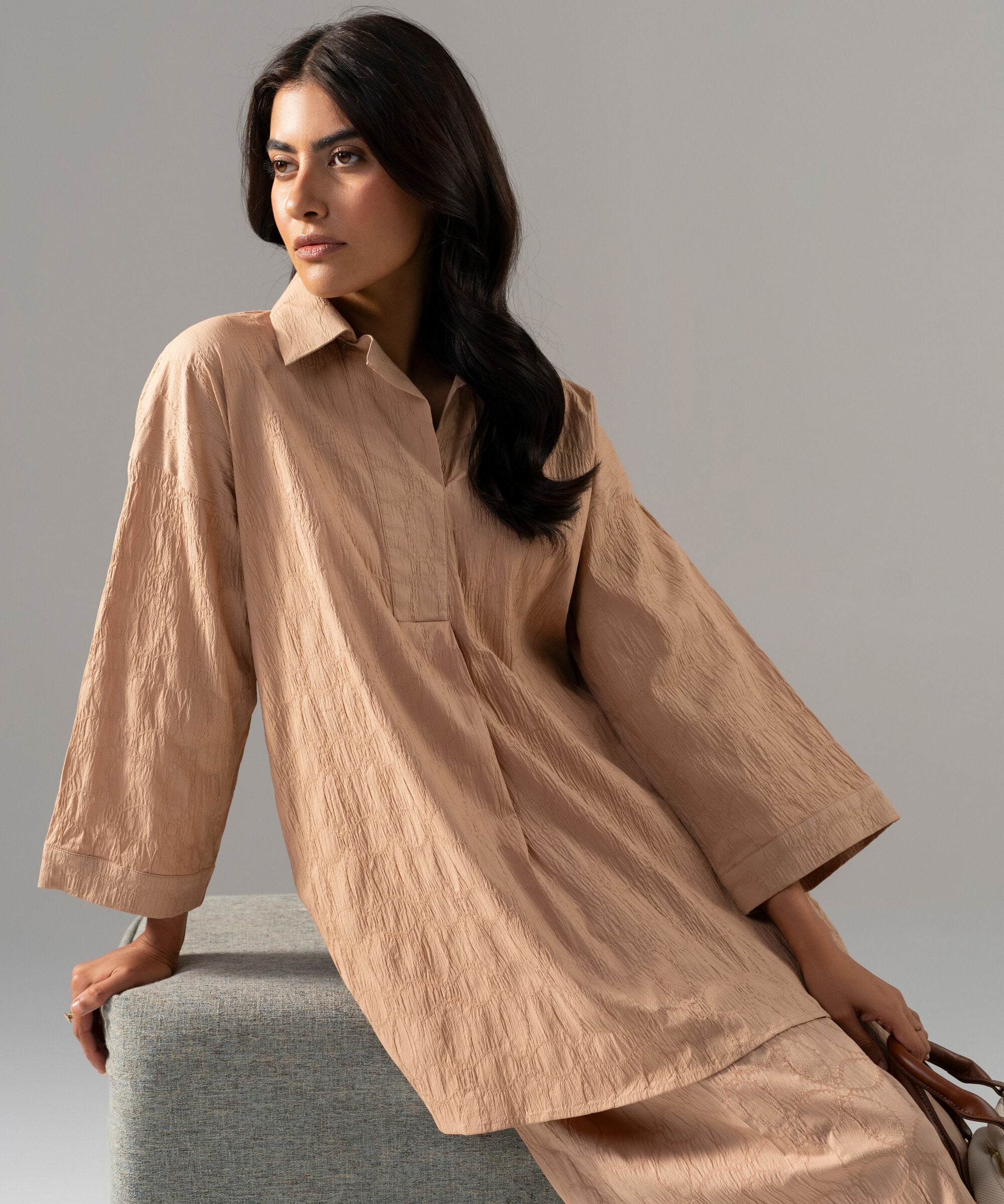 2 Piece - Solid Textured Cotton Suit PBWSCWMRV804