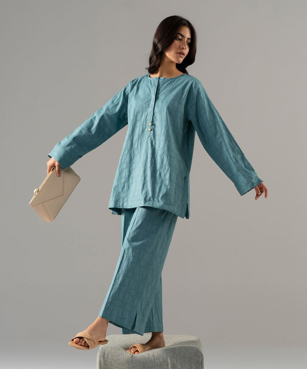 2 Piece - Solid Textured Cotton Suit PBWSCWMRV805