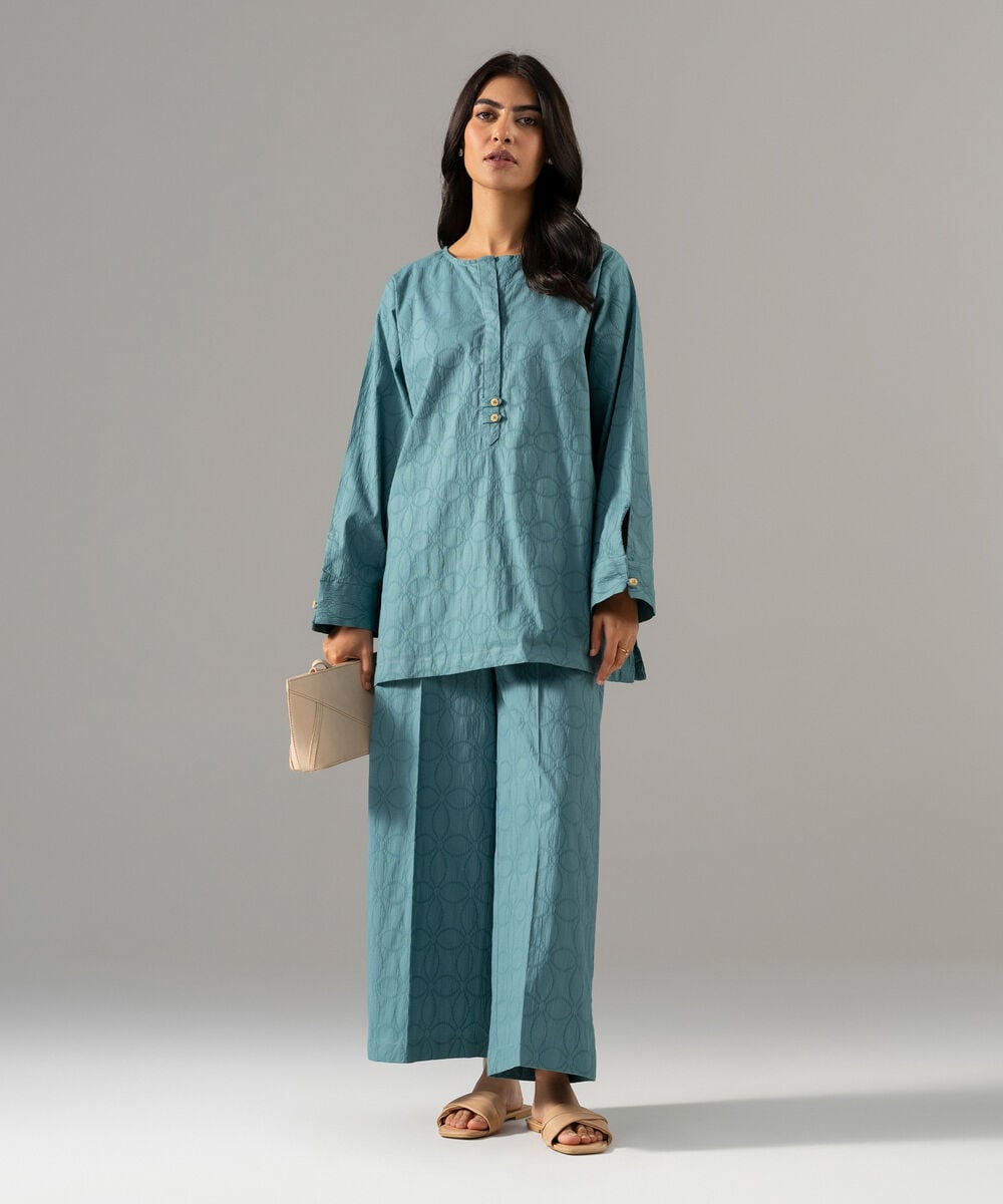 2 Piece - Solid Textured Cotton Suit PBWSCWMRV805