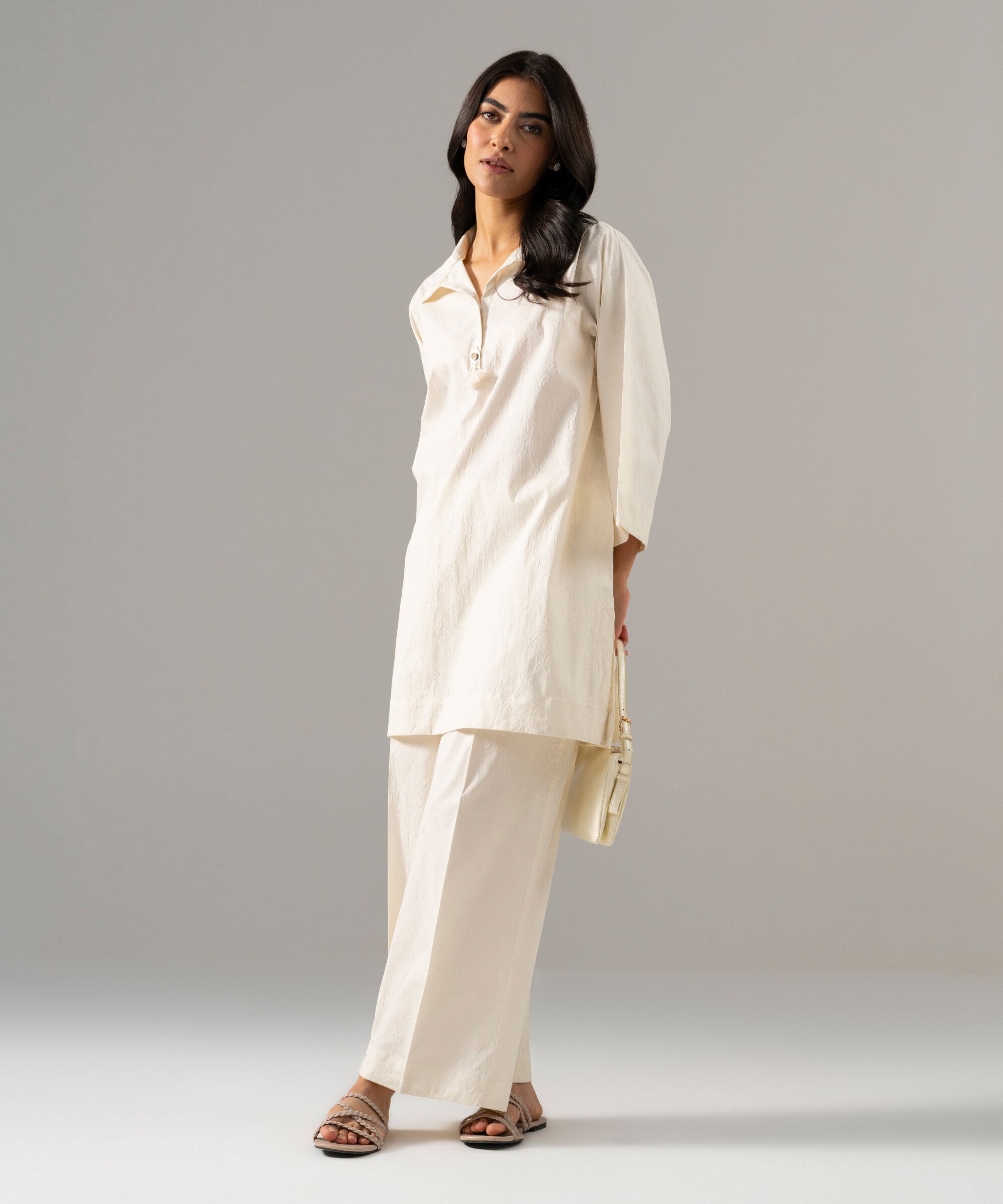 2 Piece - Solid Textured Cotton Suit PBWSCWMRV807