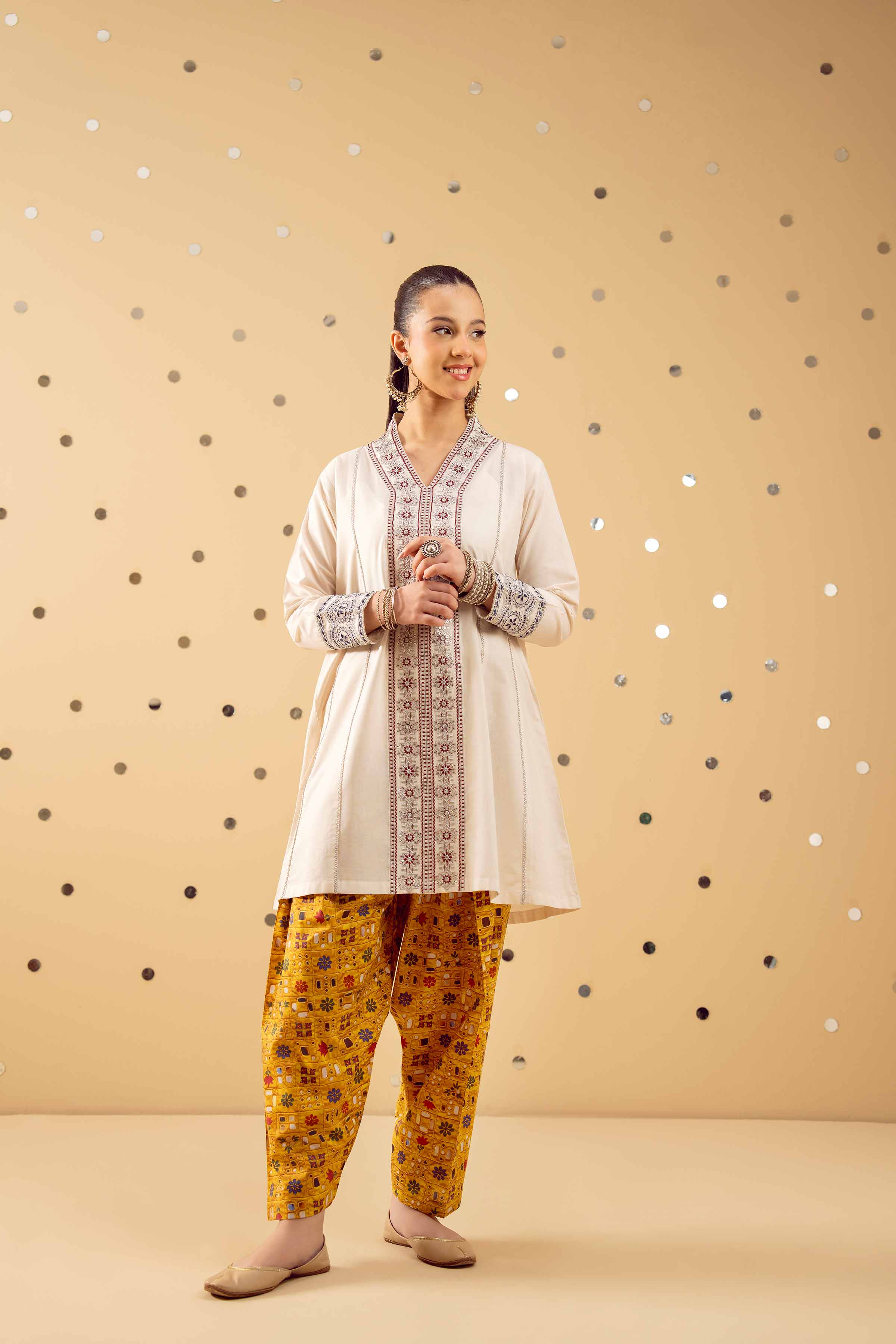 2 Piece - Printed Embroidered Suit - PE25-521