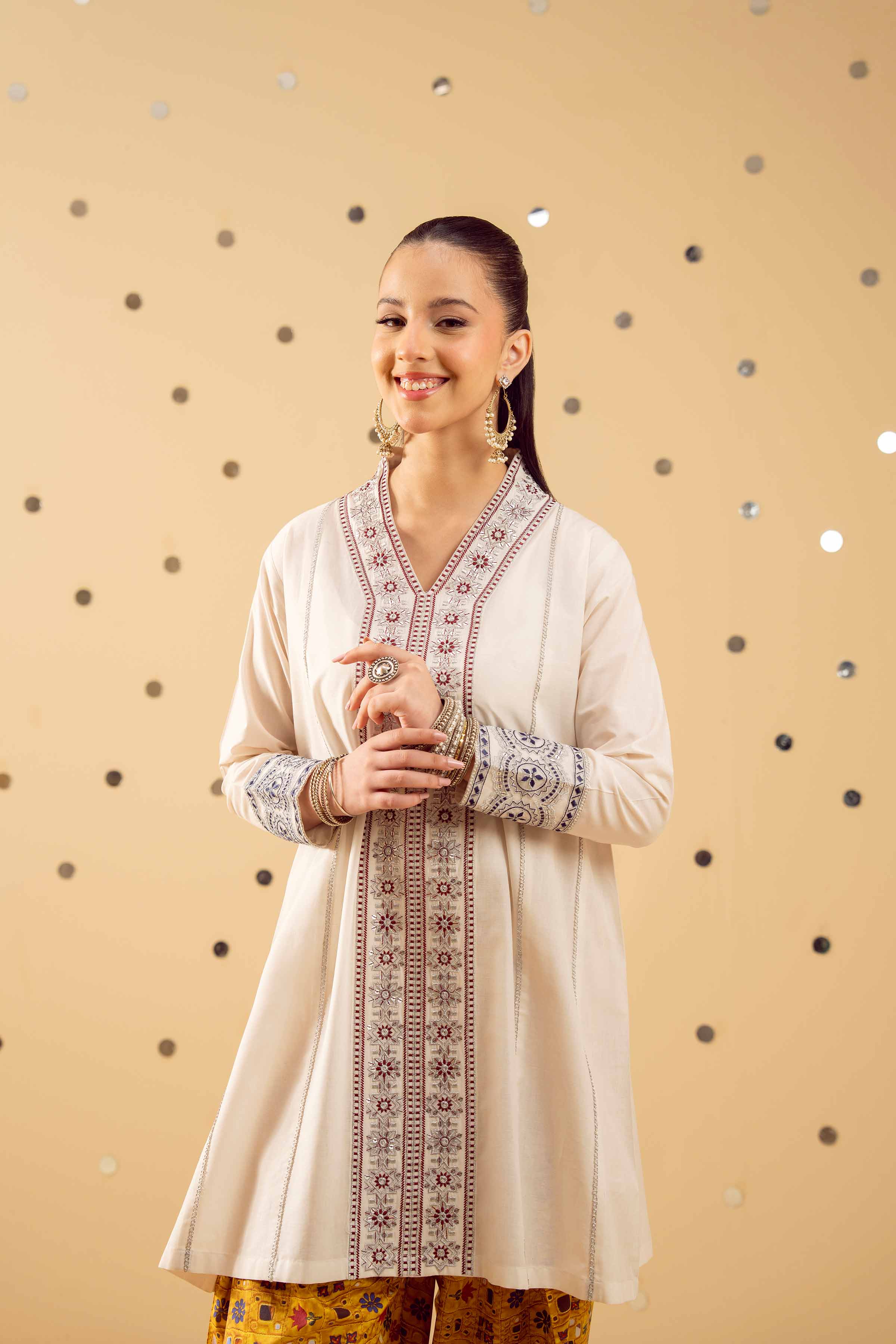 2 Piece - Printed Embroidered Suit - PE25-521