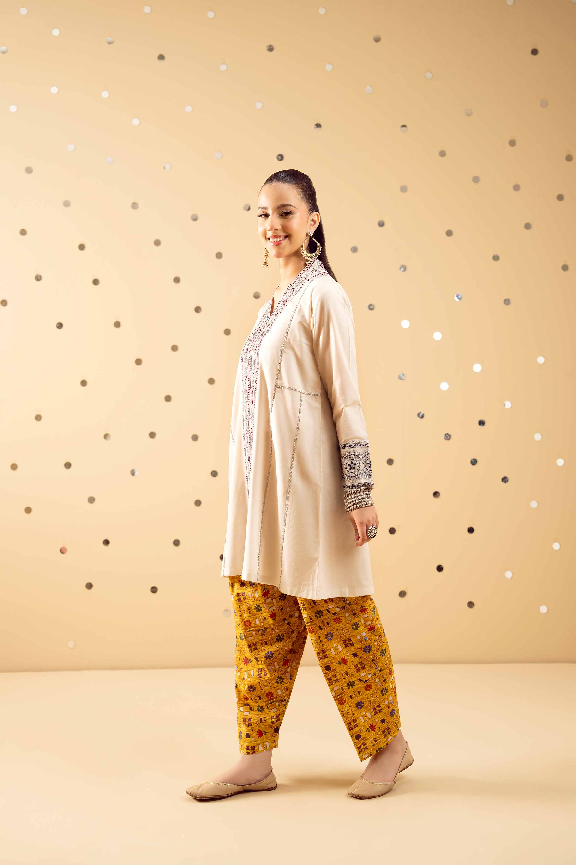 2 Piece - Printed Embroidered Suit - PE25-521