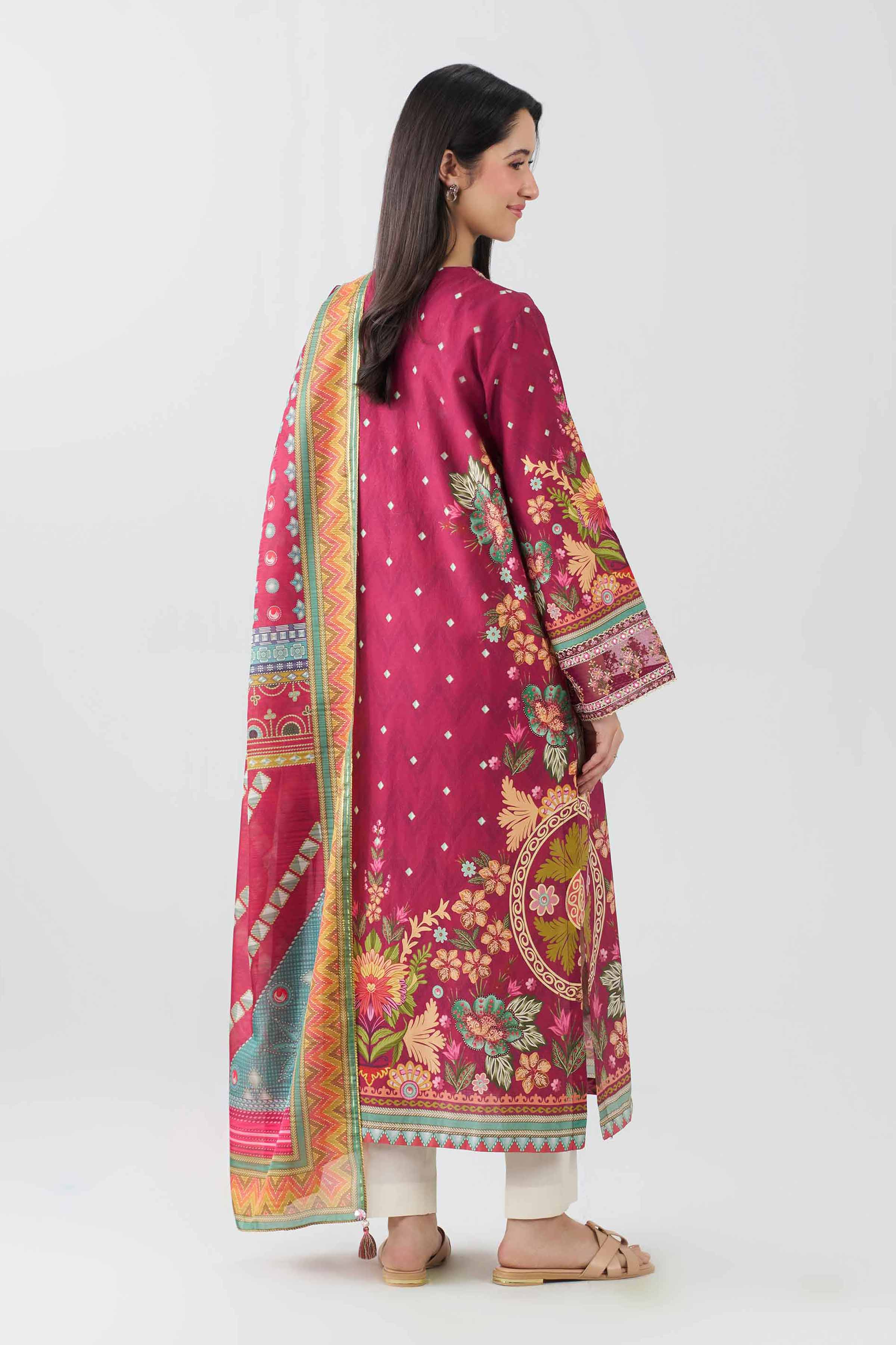 2 Piece - Printed Embroidered Suit - PE26-136