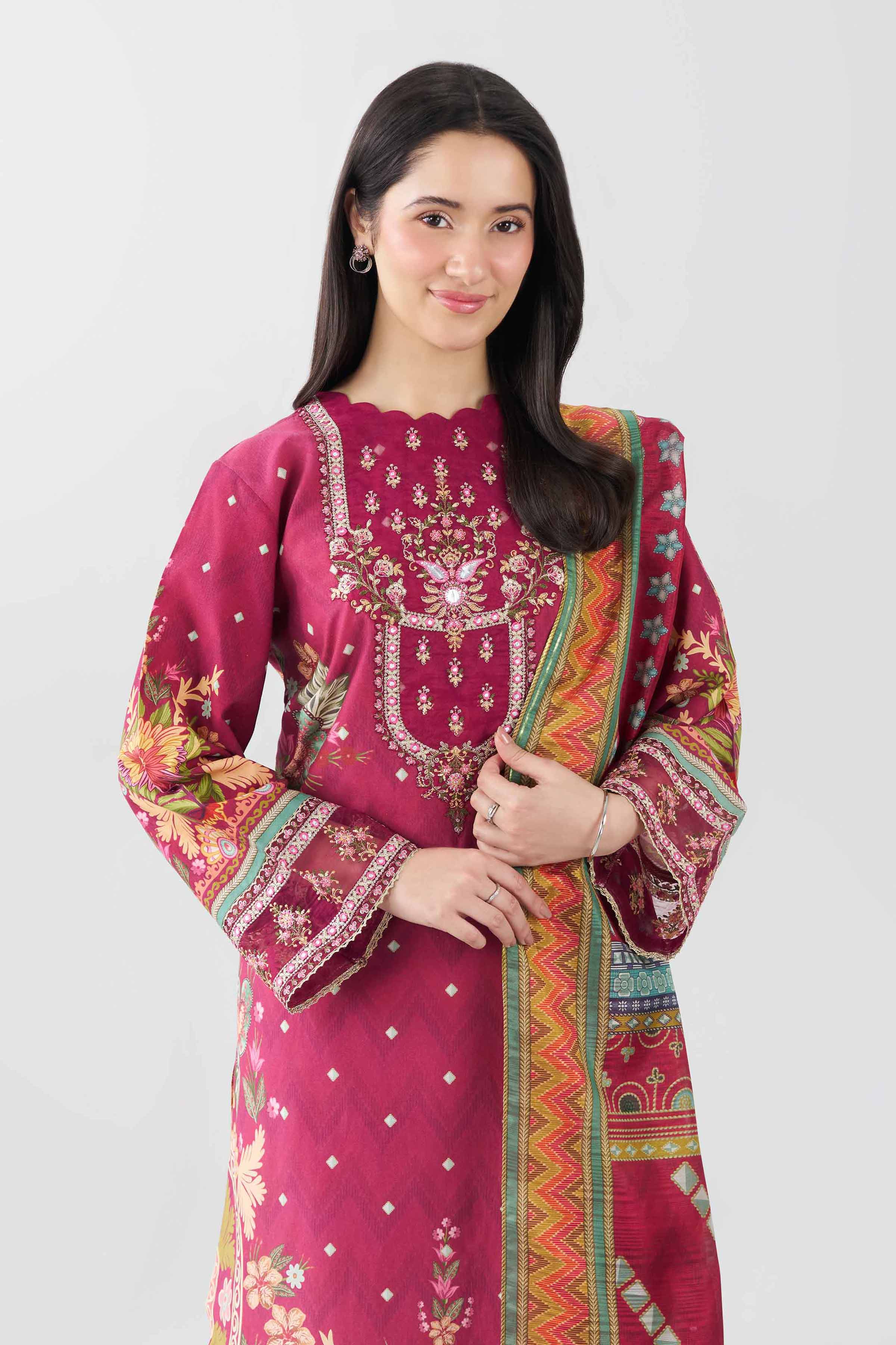 2 Piece - Printed Embroidered Suit - PE26-136