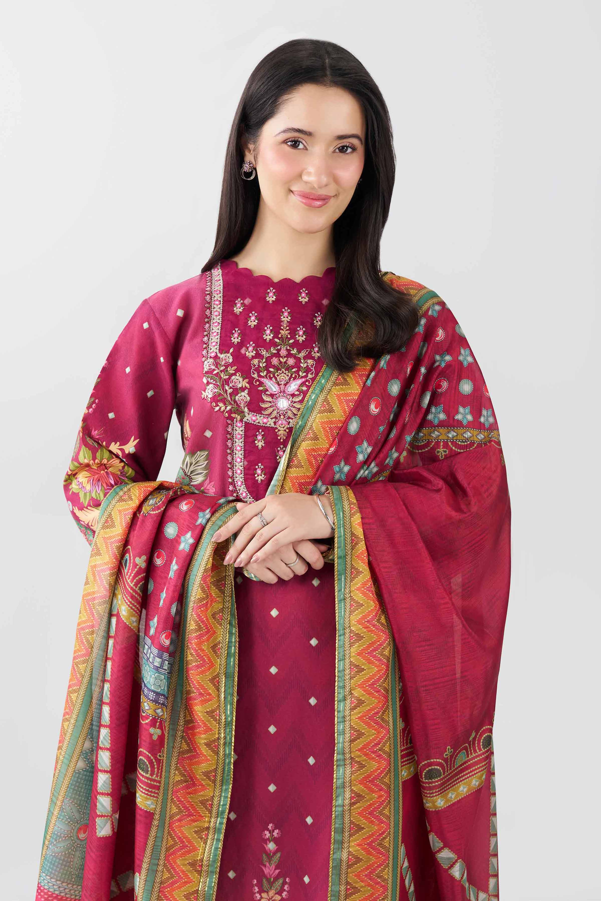 2 Piece - Printed Embroidered Suit - PE26-136