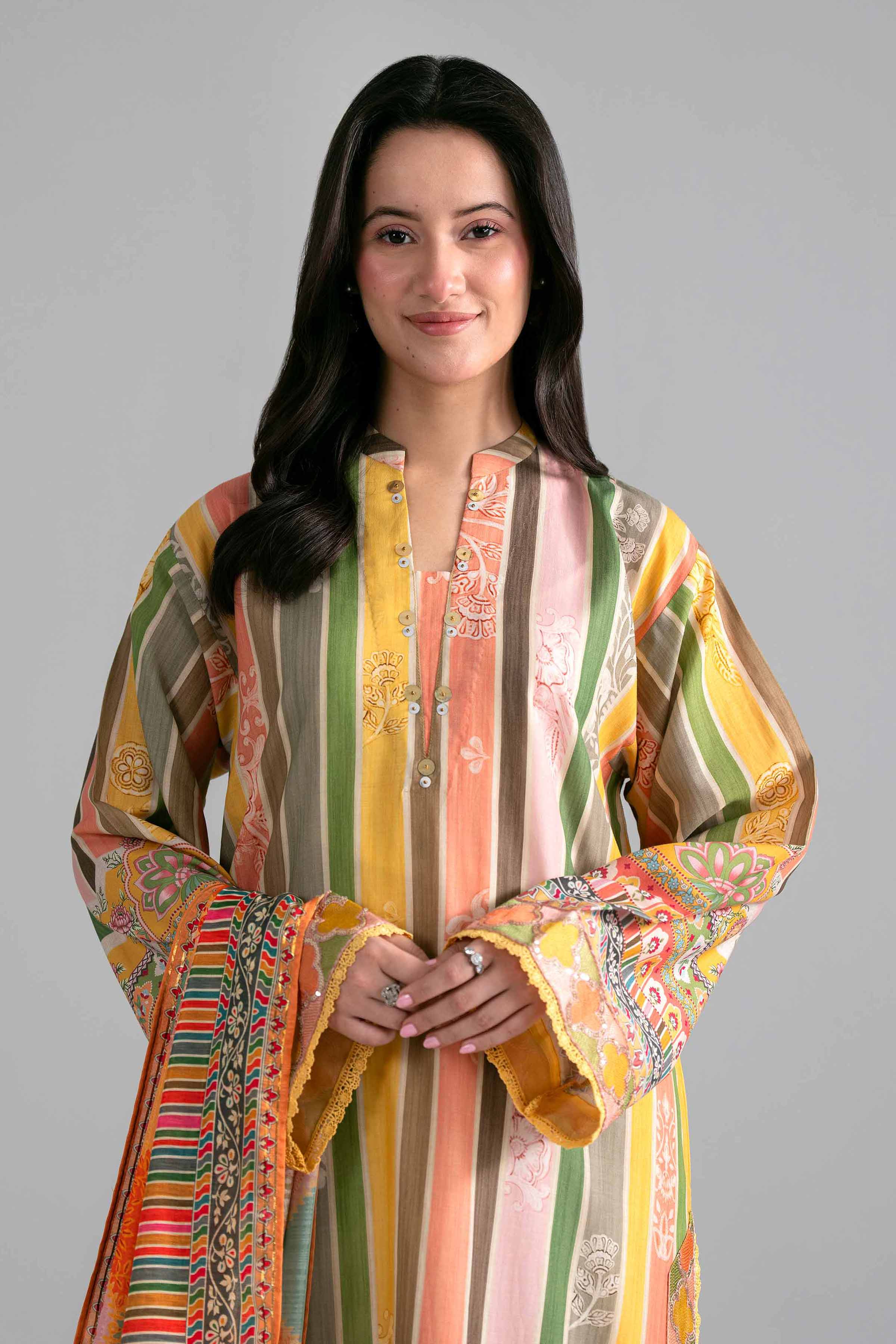 2 Piece - Printed Embroidered Suit - PE26-137
