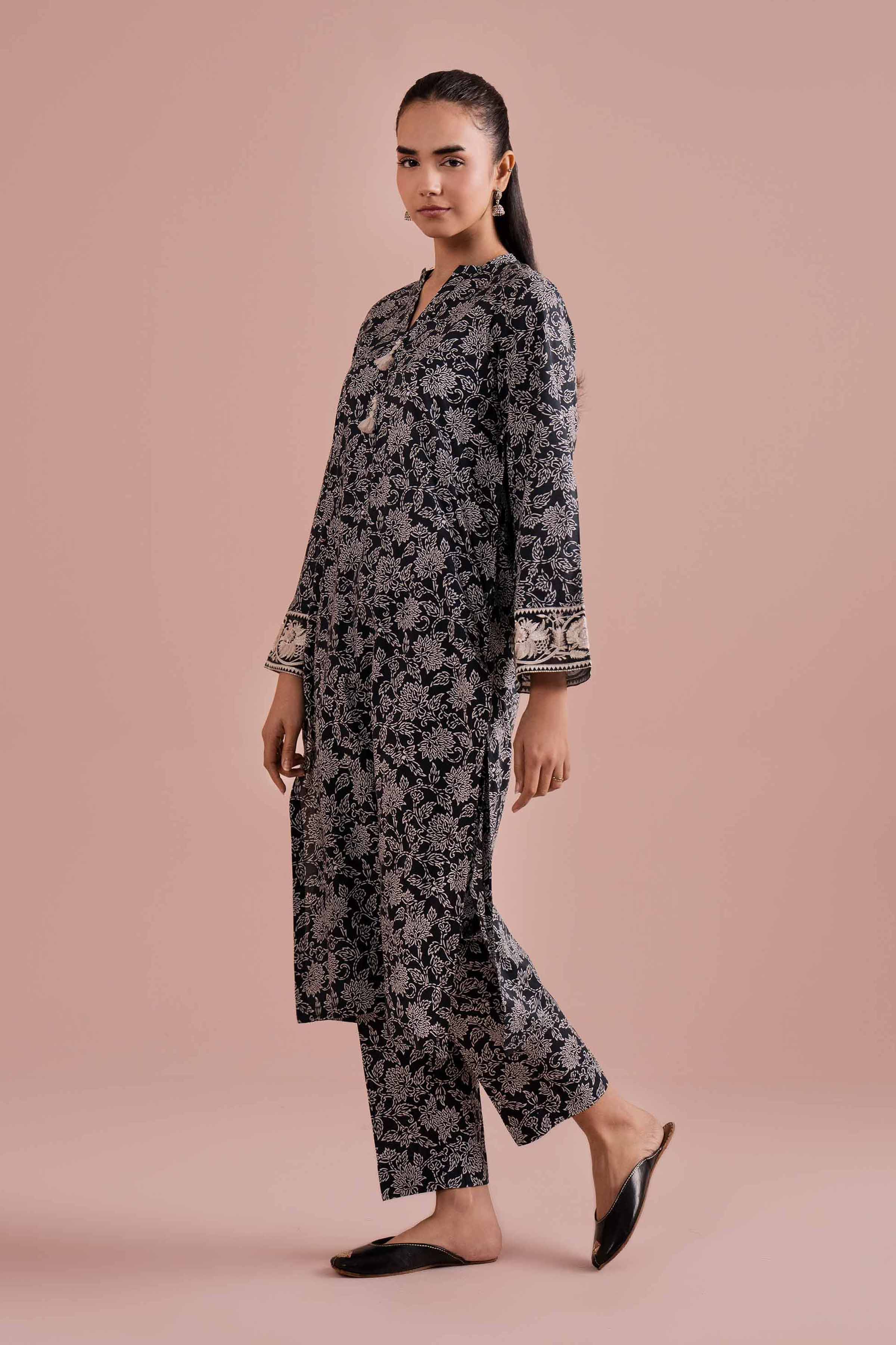 2 Piece - Printed Embroidered Suit - PE26-198