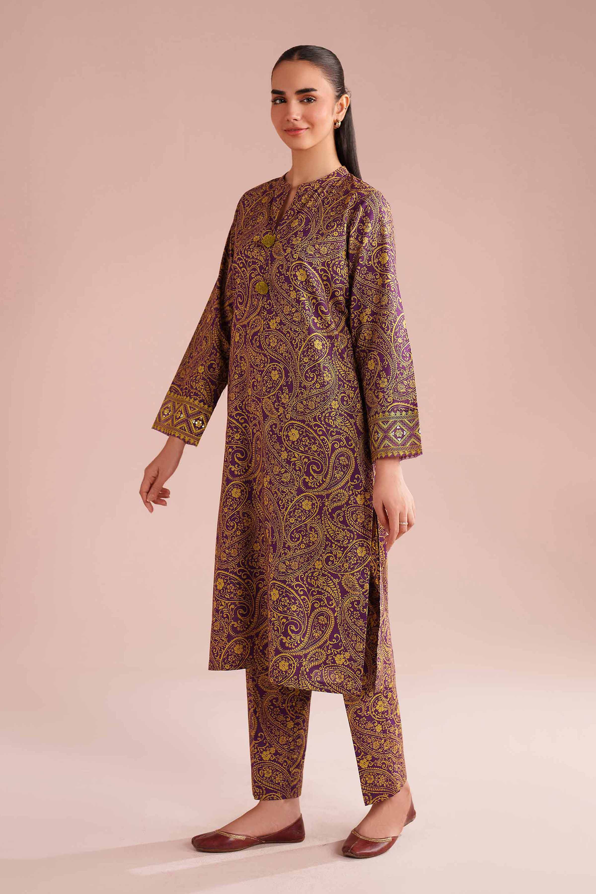 2 Piece - Printed Embroidered Suit - PE26-199