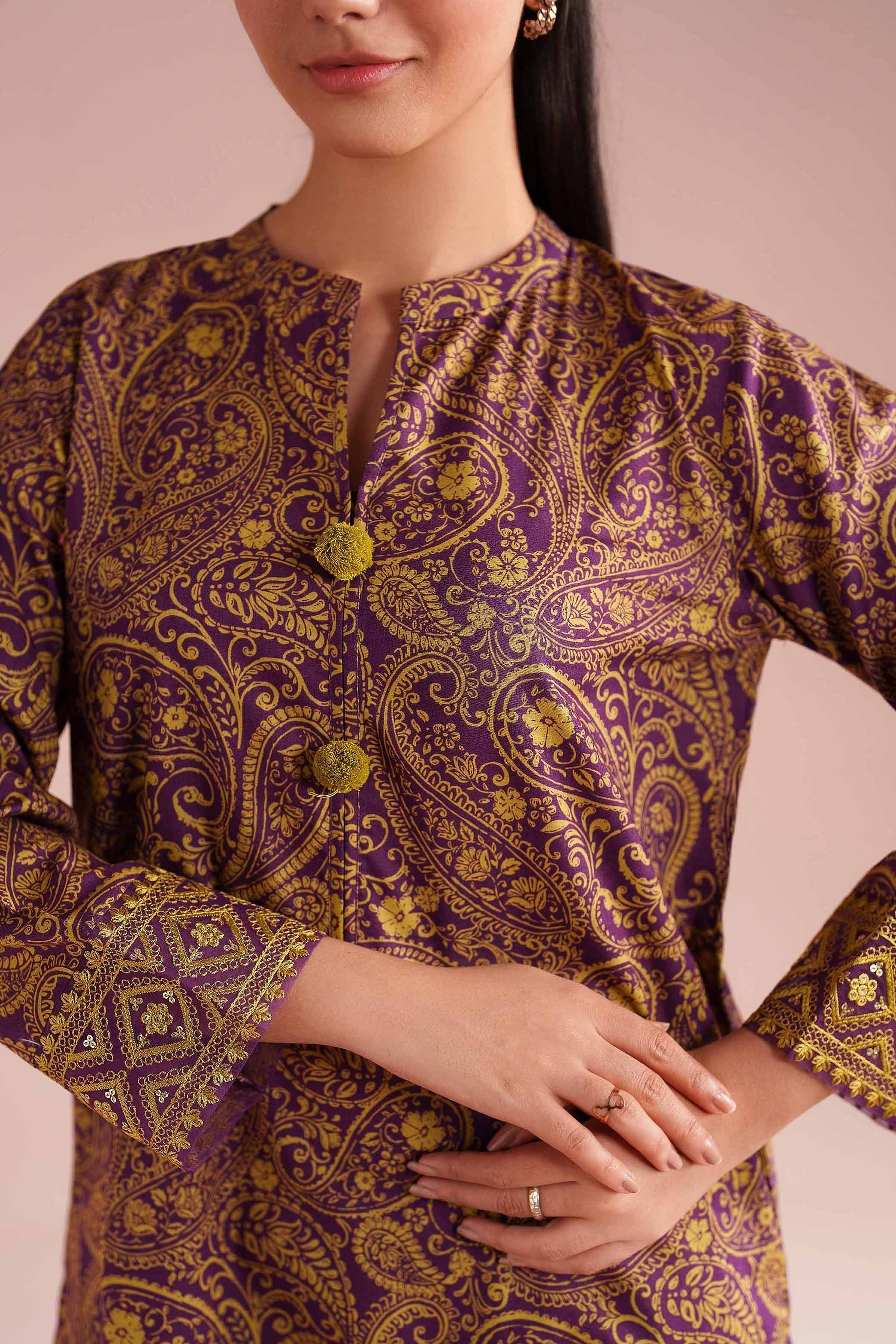 2 Piece - Printed Embroidered Suit - PE26-199
