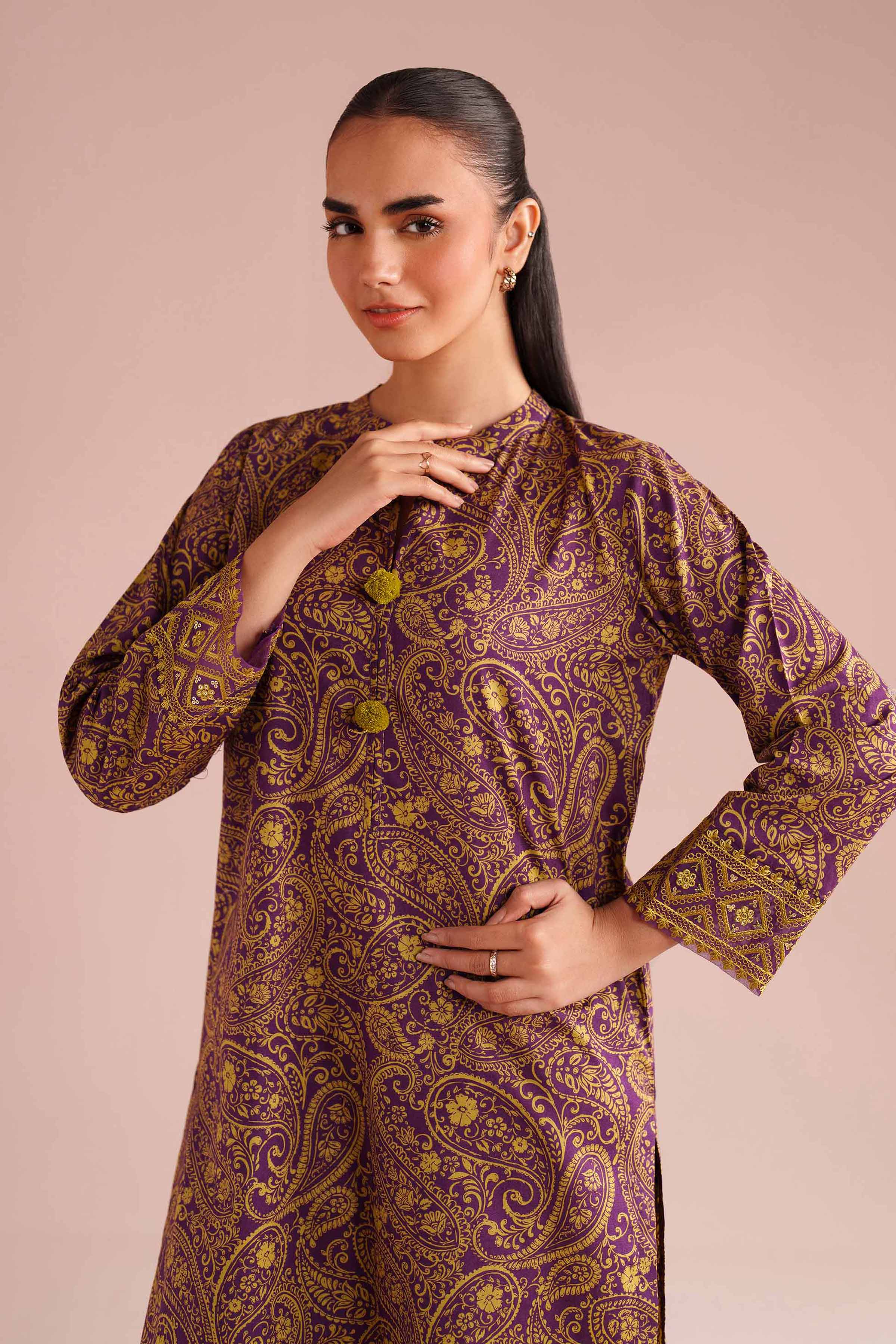 2 Piece - Printed Embroidered Suit - PE26-199