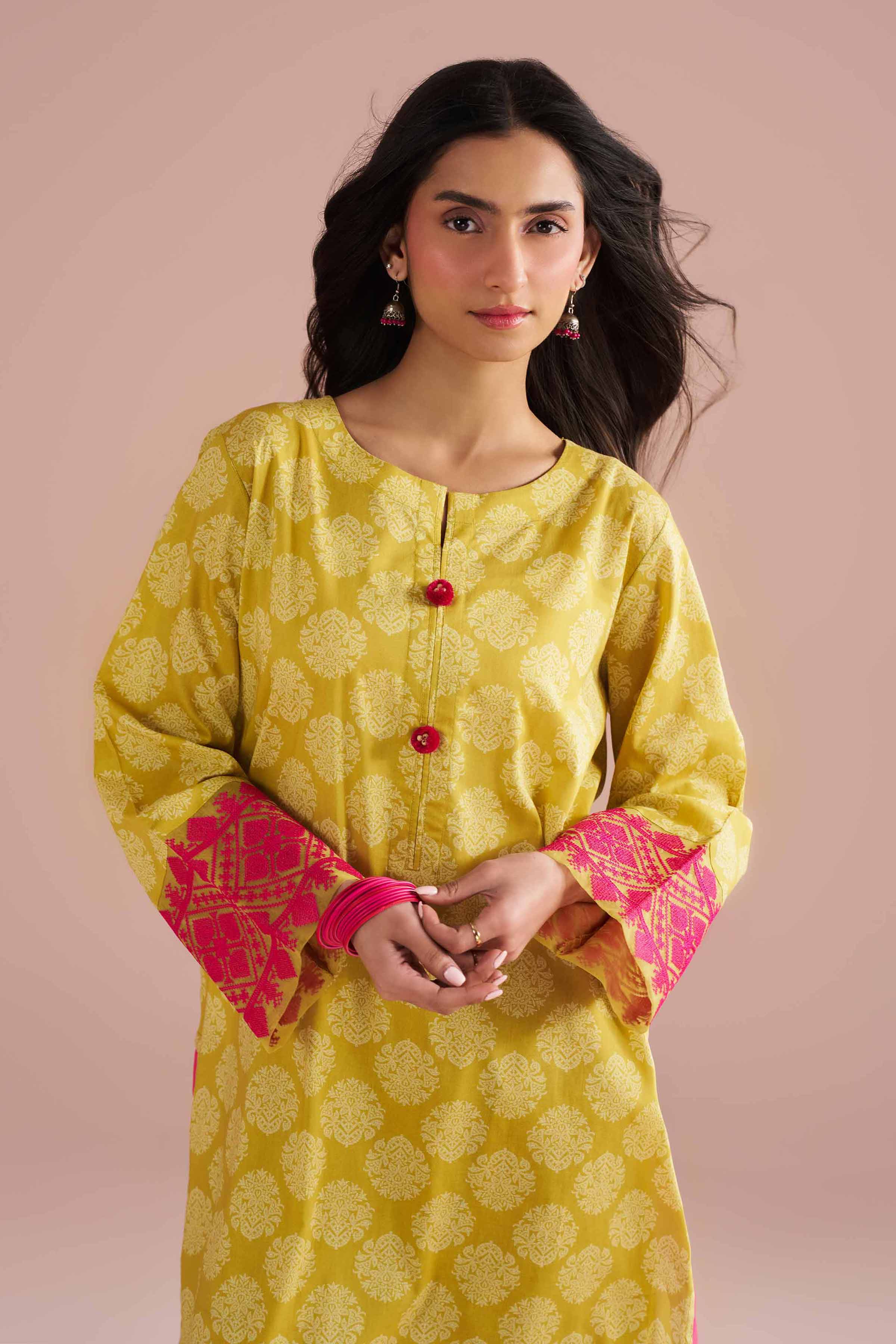 2 Piece - Printed Embroidered Suit - PE26-208
