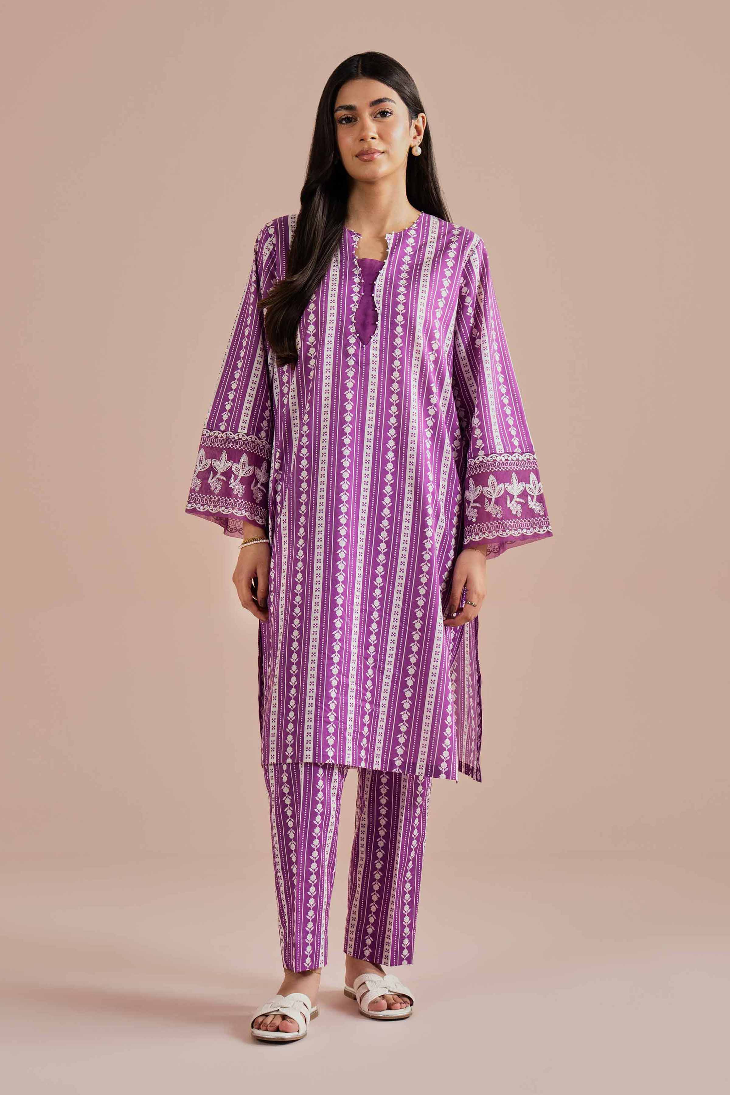 2 Piece - Printed Embroidered Suit - PE26-209