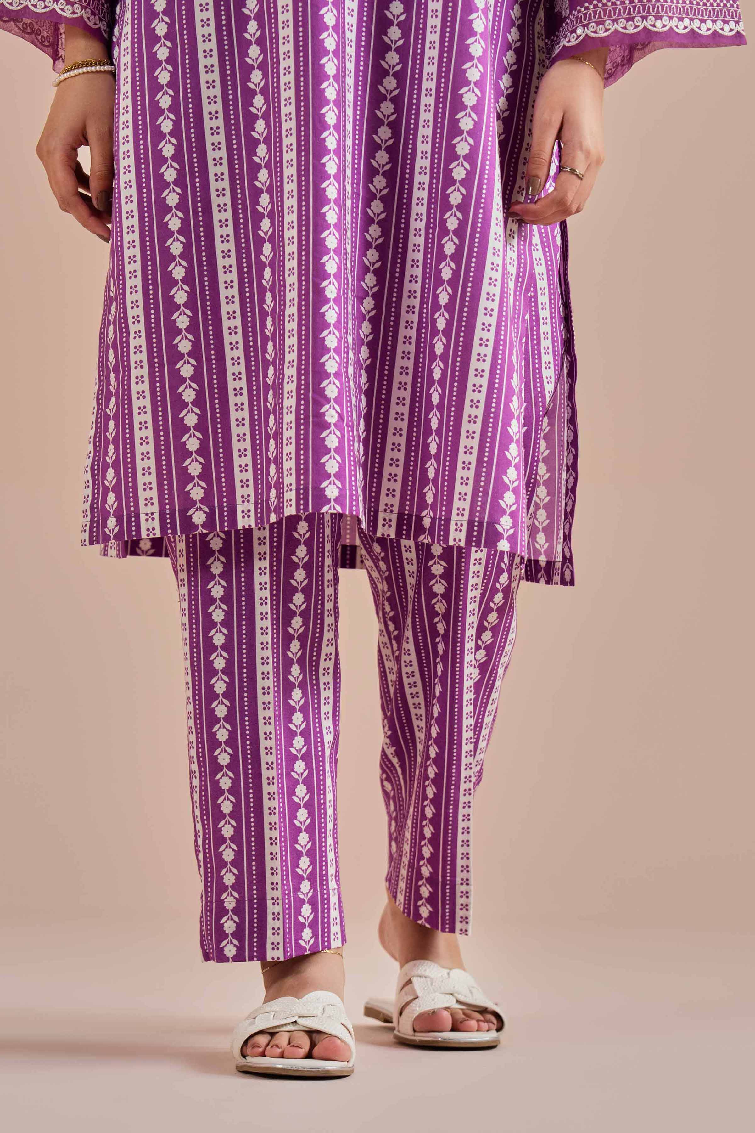 2 Piece - Printed Embroidered Suit - PE26-209
