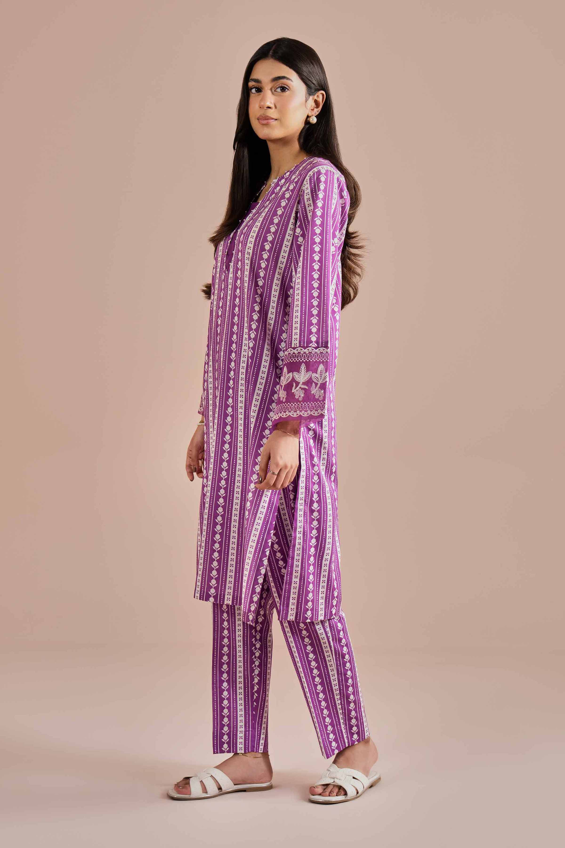 2 Piece - Printed Embroidered Suit - PE26-209