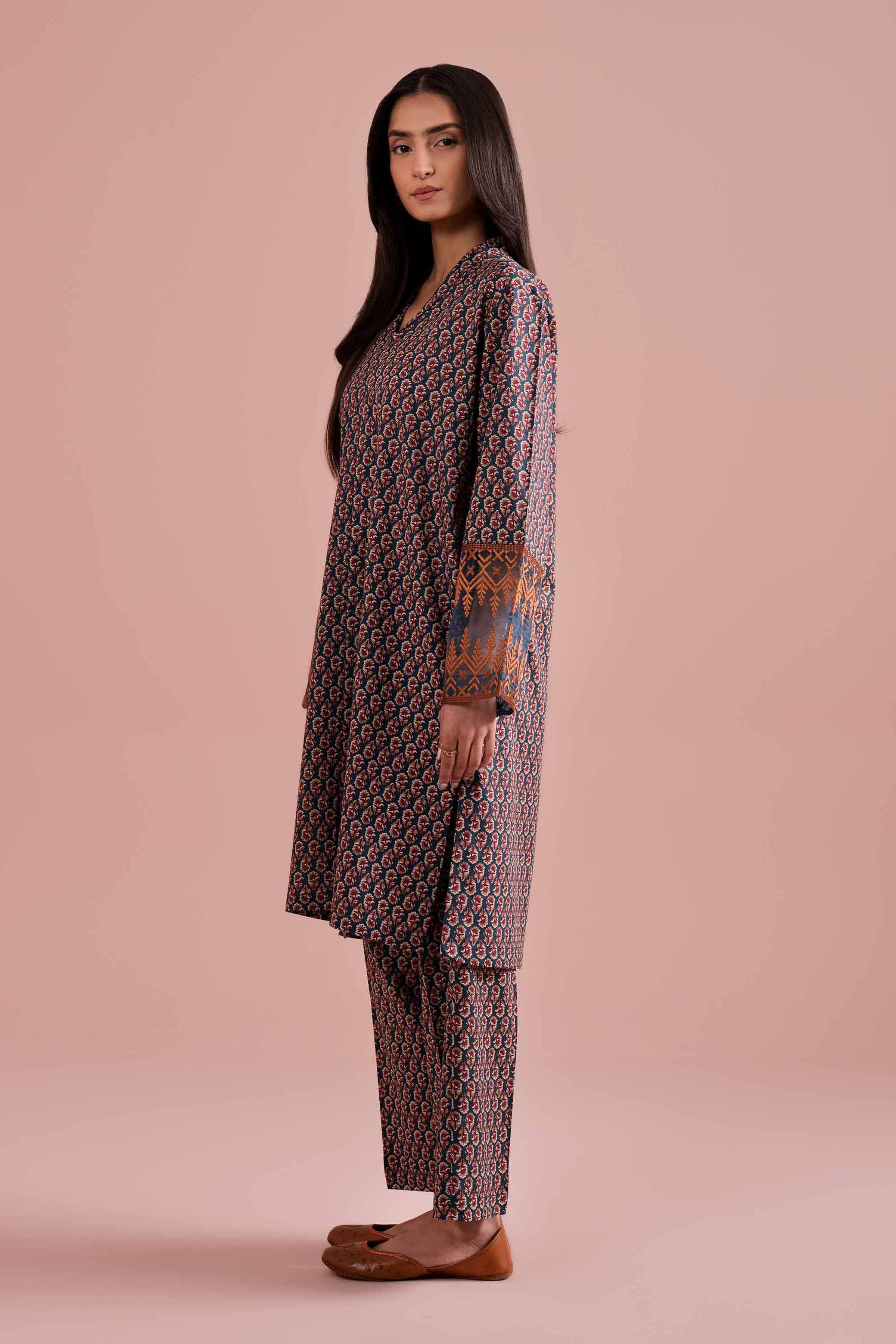 2 Piece - Printed Embroidered Suit - PE26-211