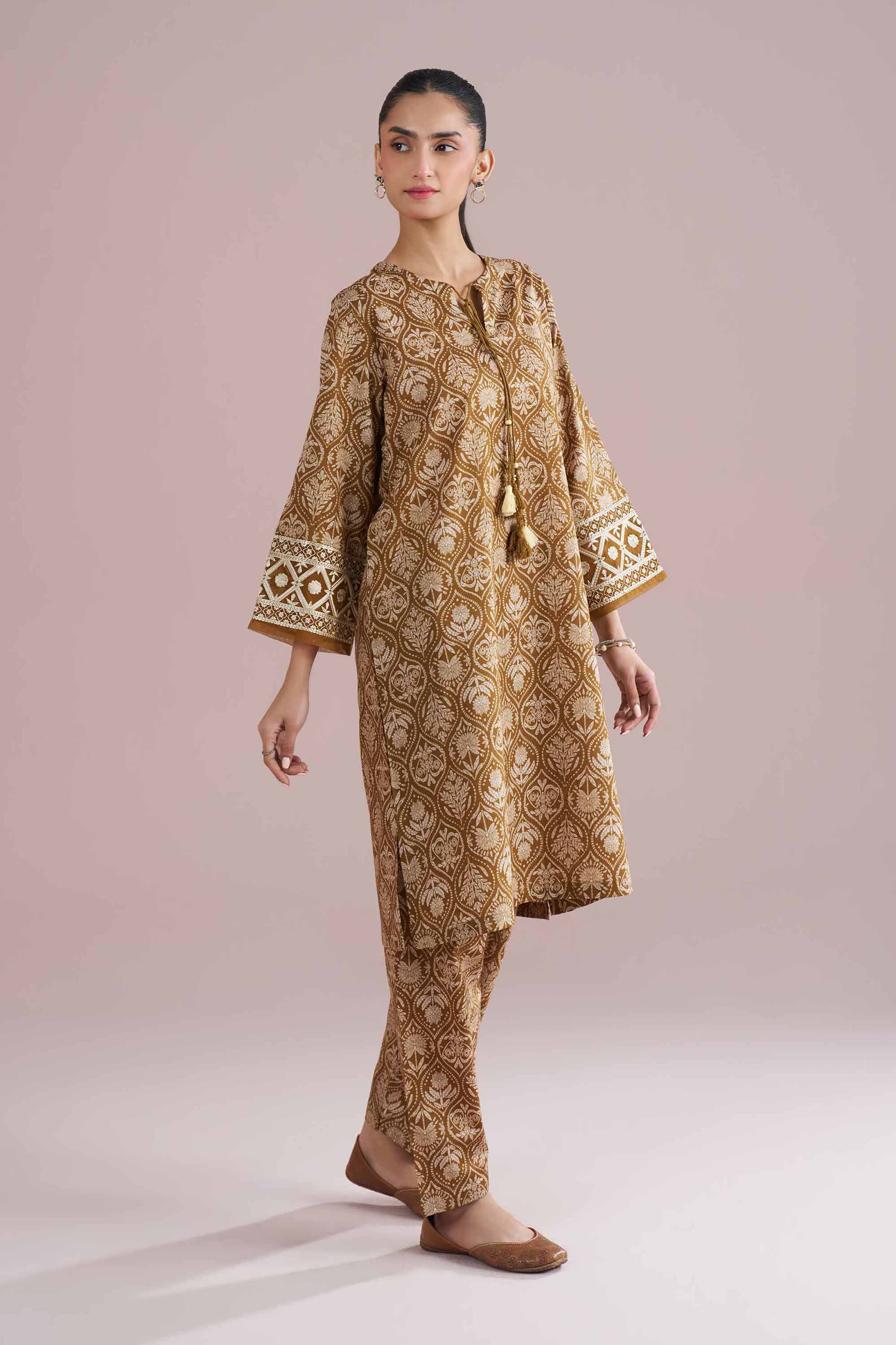 2 Piece - Printed Embroidered Suit - PE26-212