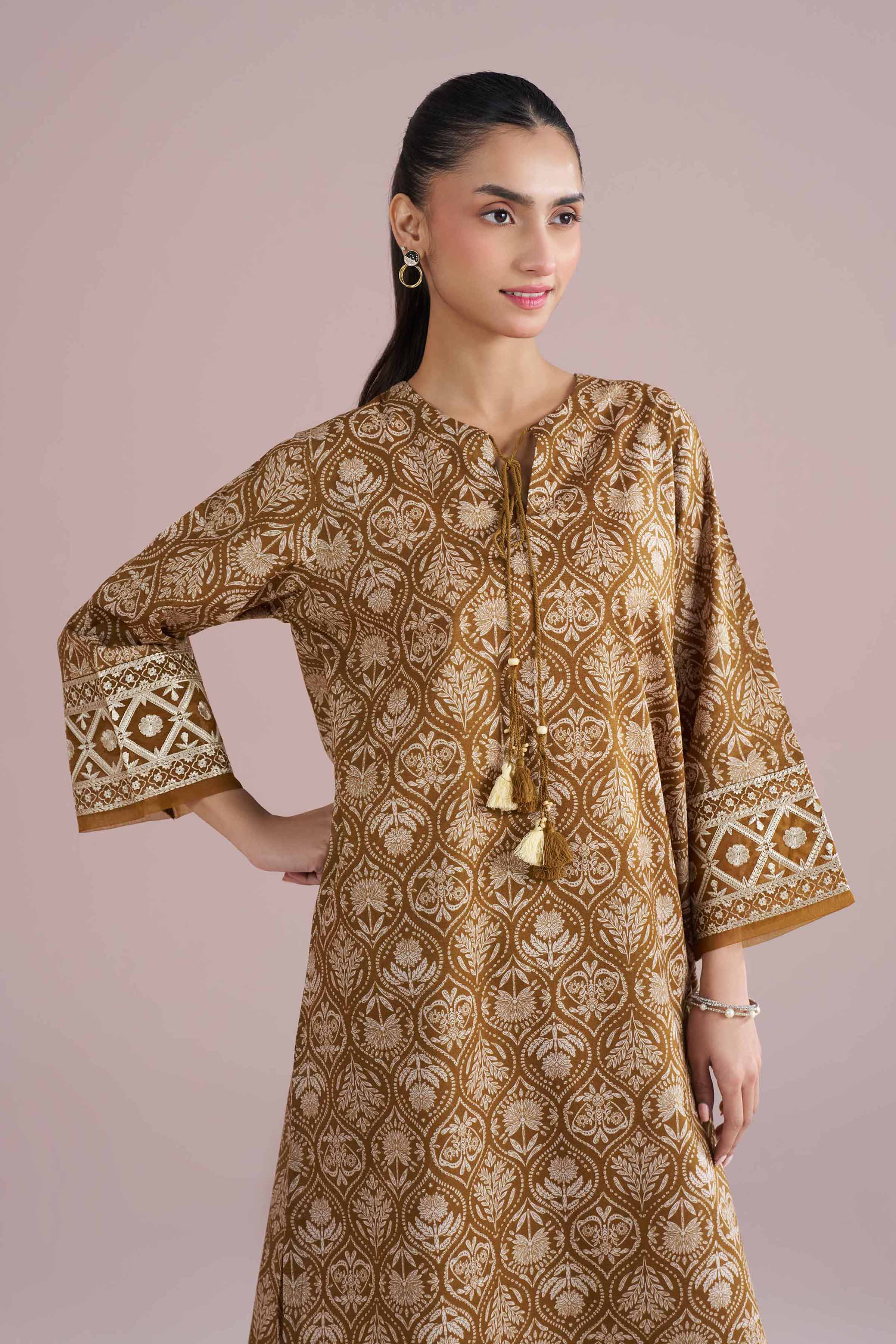 2 Piece - Printed Embroidered Suit - PE26-212