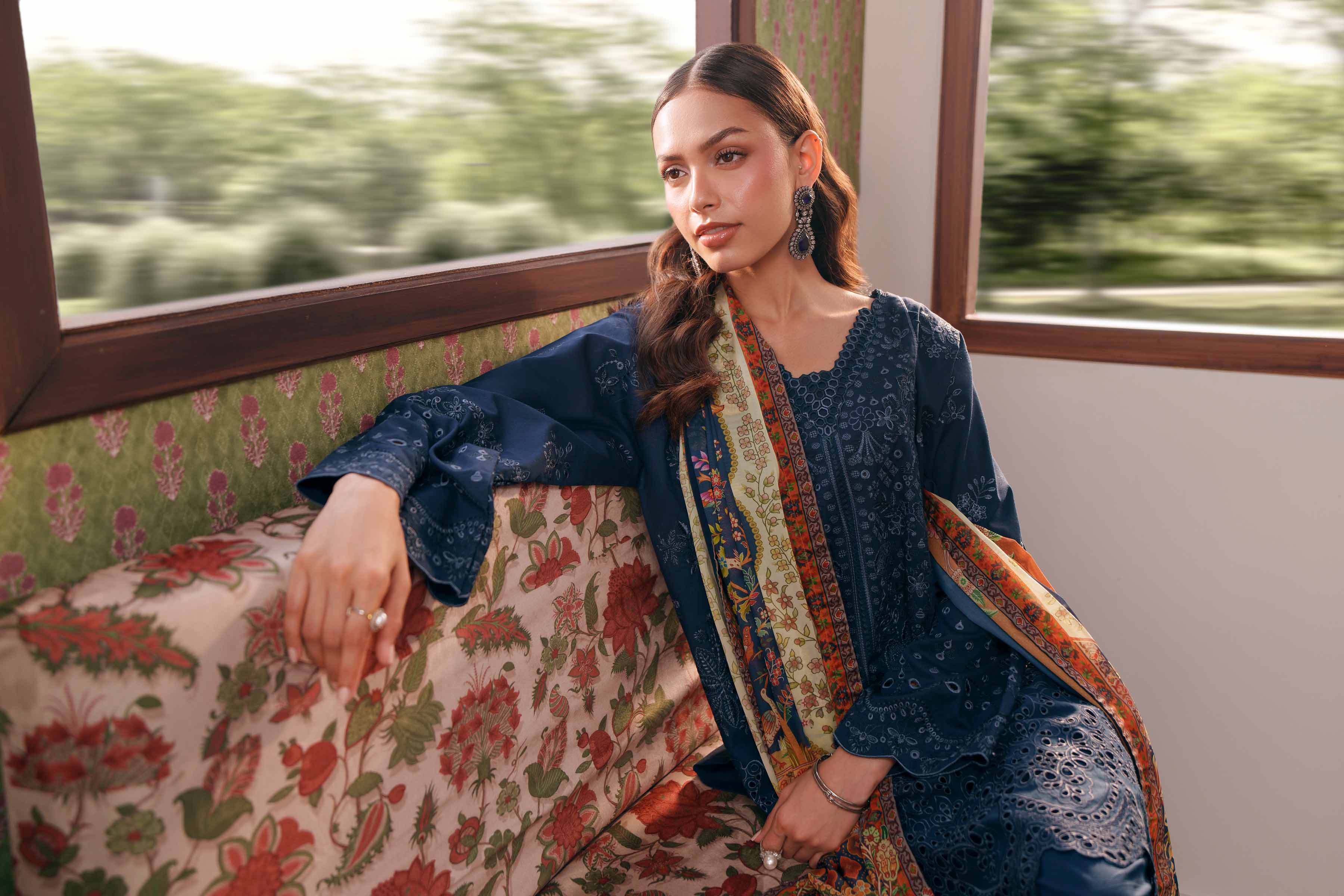 3 Piece - Printed Embroidered Suit - PE26-287