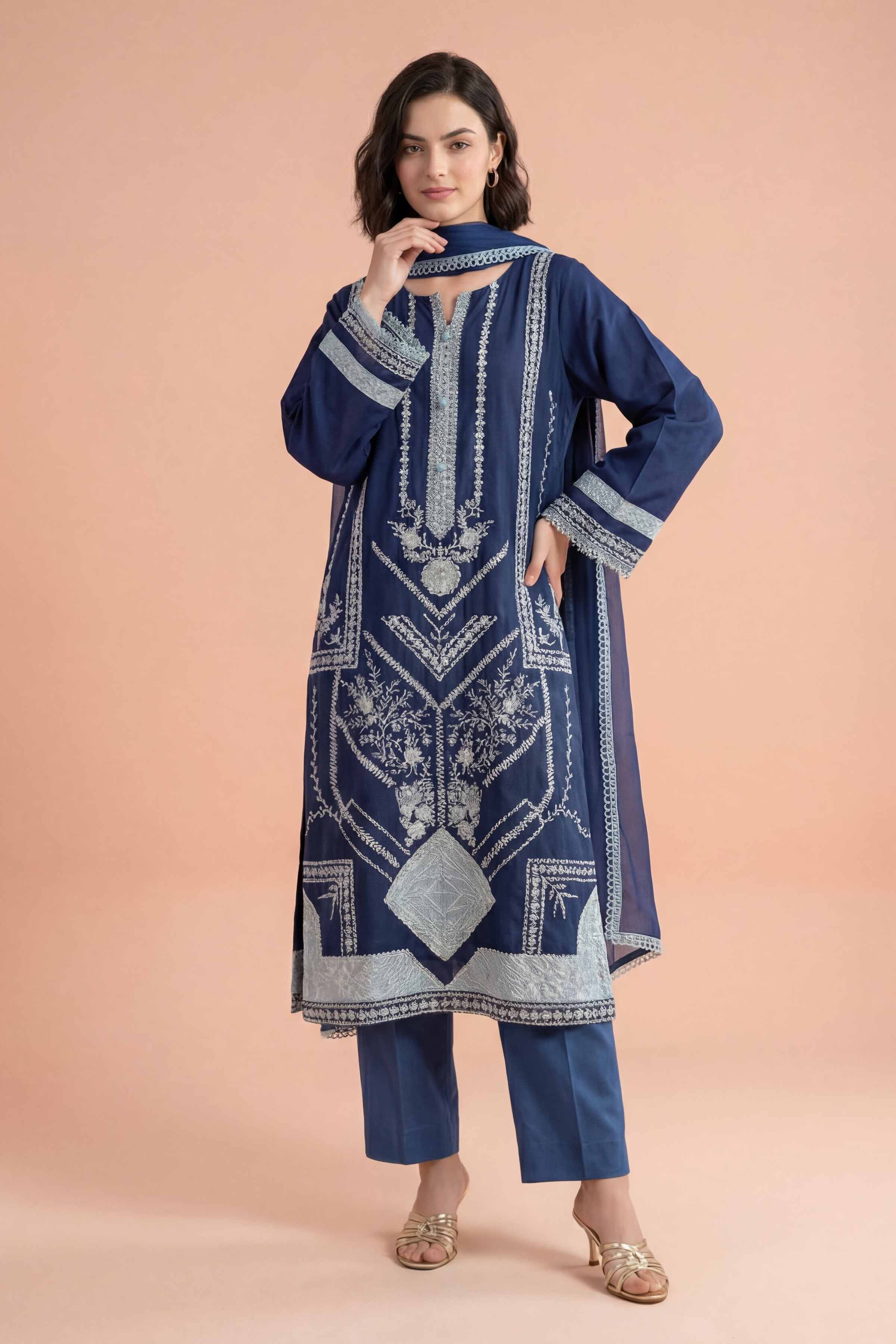 3 Piece - Embroidered Suit - PE26-299