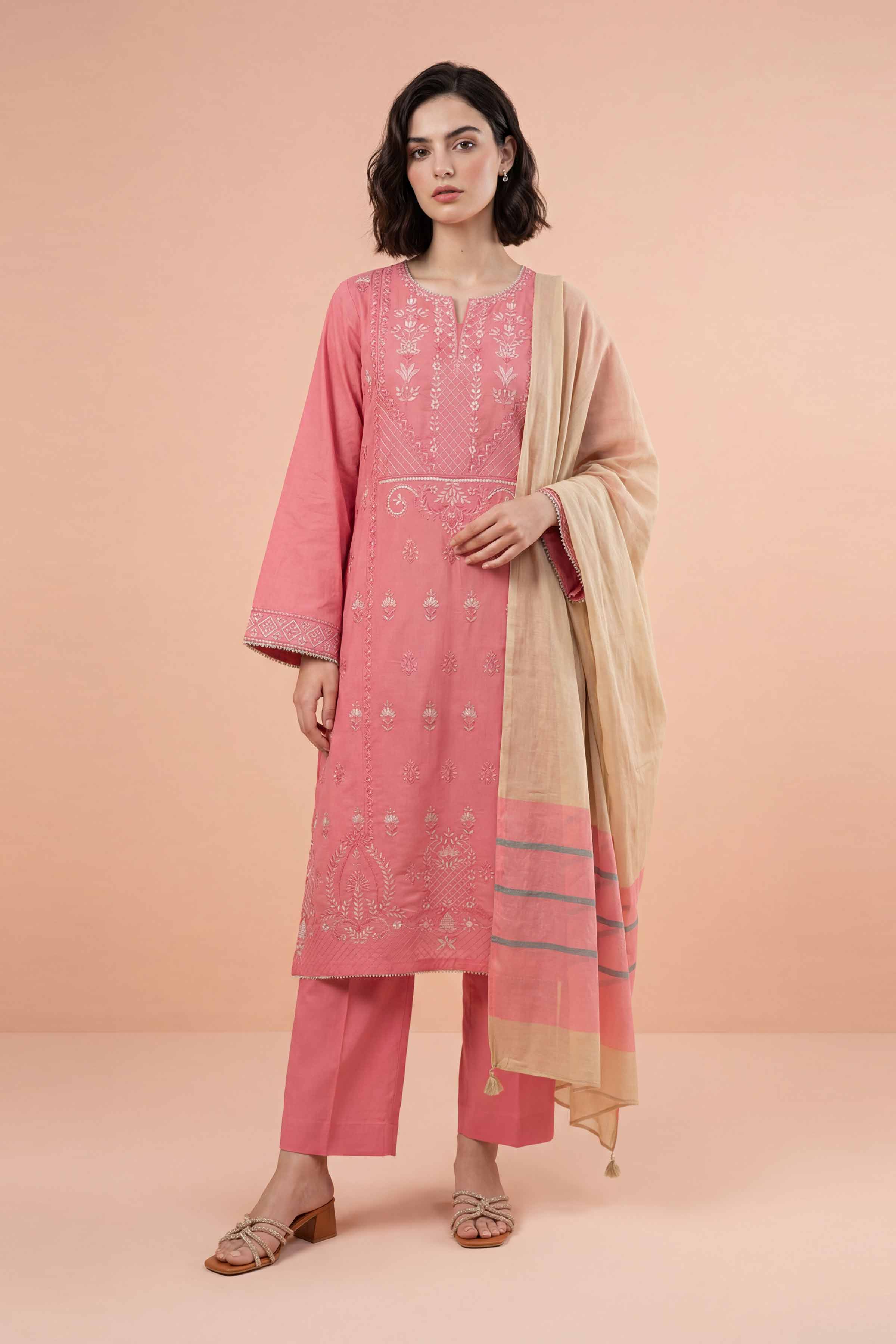 3 Piece - Embroidered Suit - PE26-312