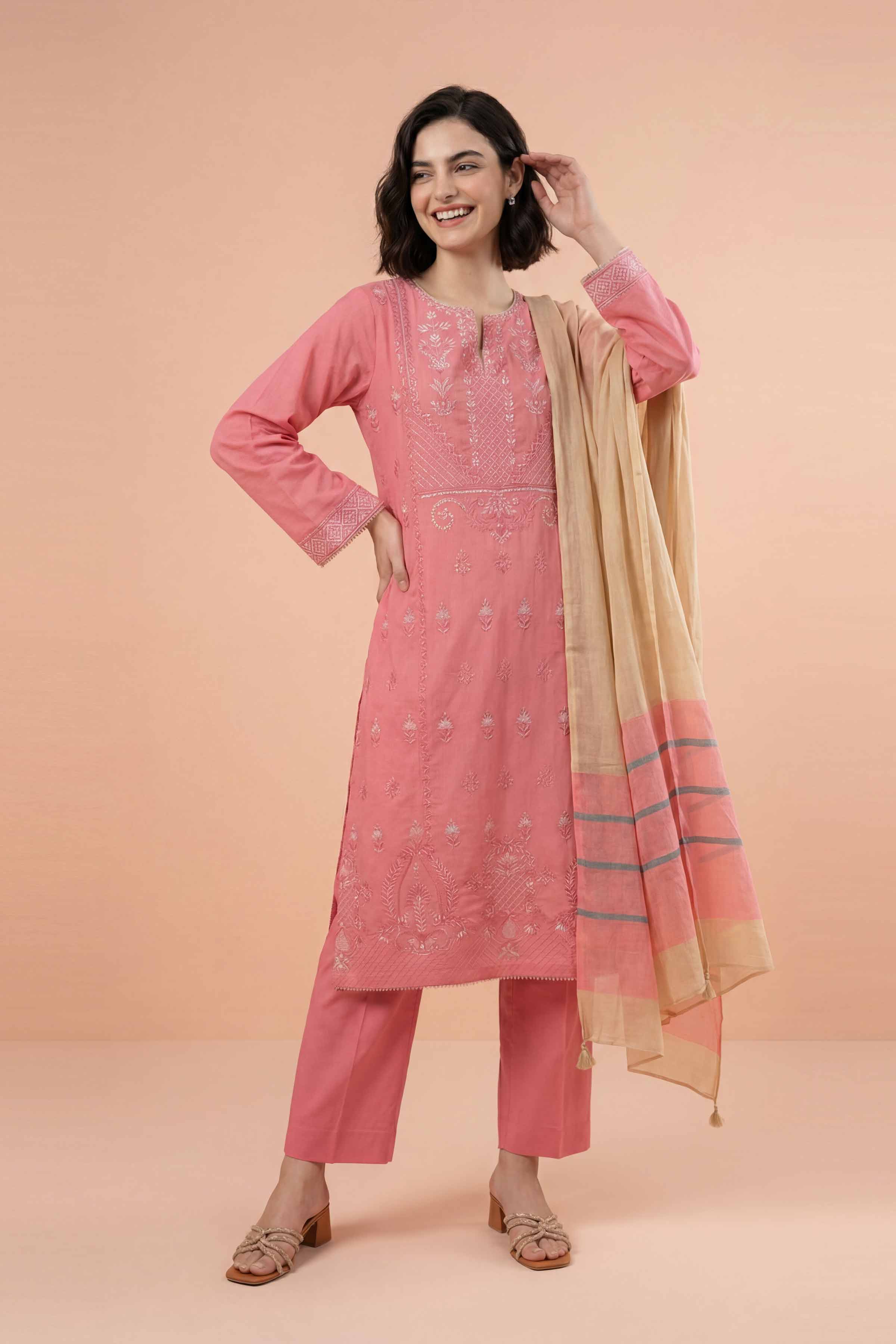 3 Piece - Embroidered Suit - PE26-312