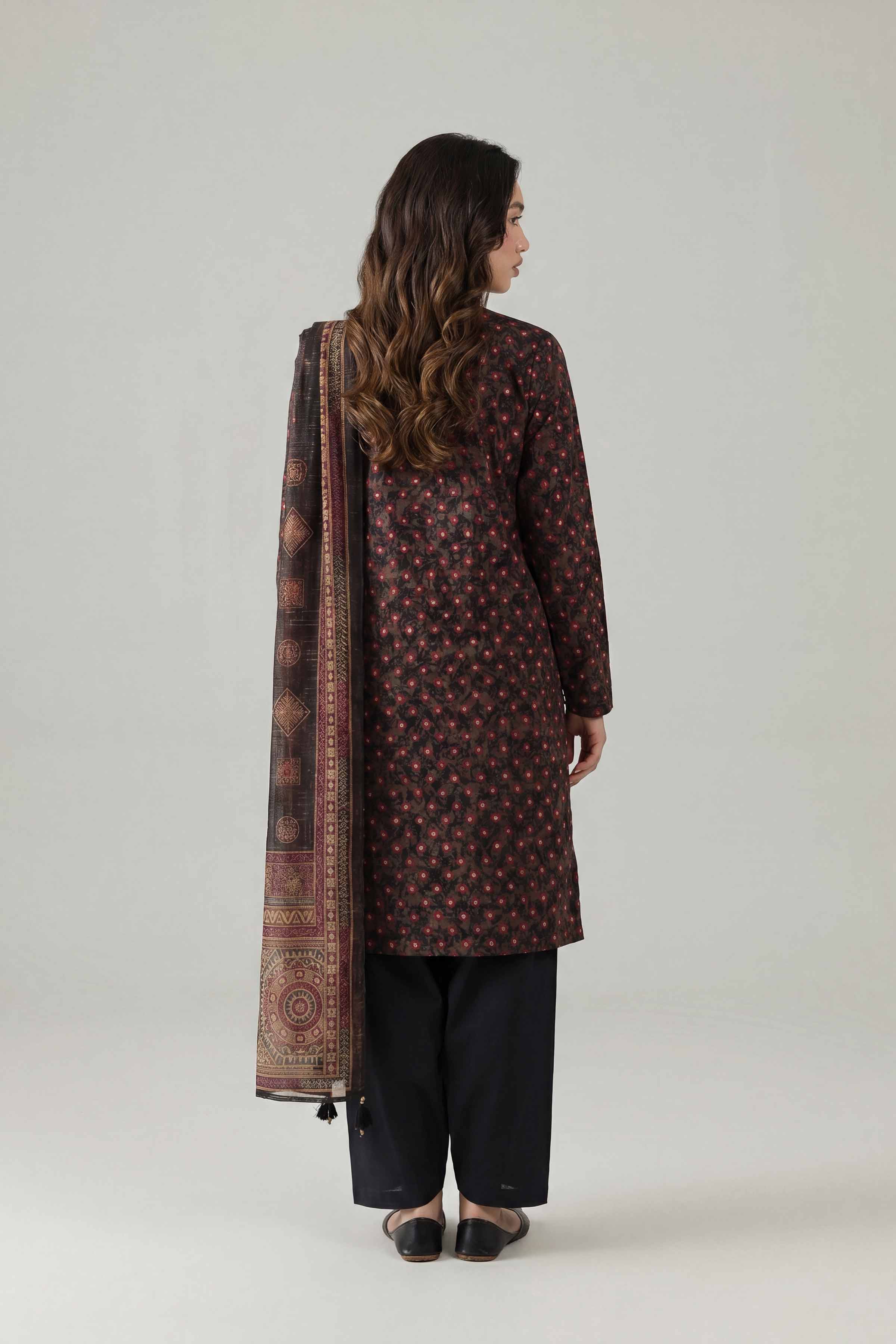 3 Piece - Printed Embroidered Suit - PE26-333