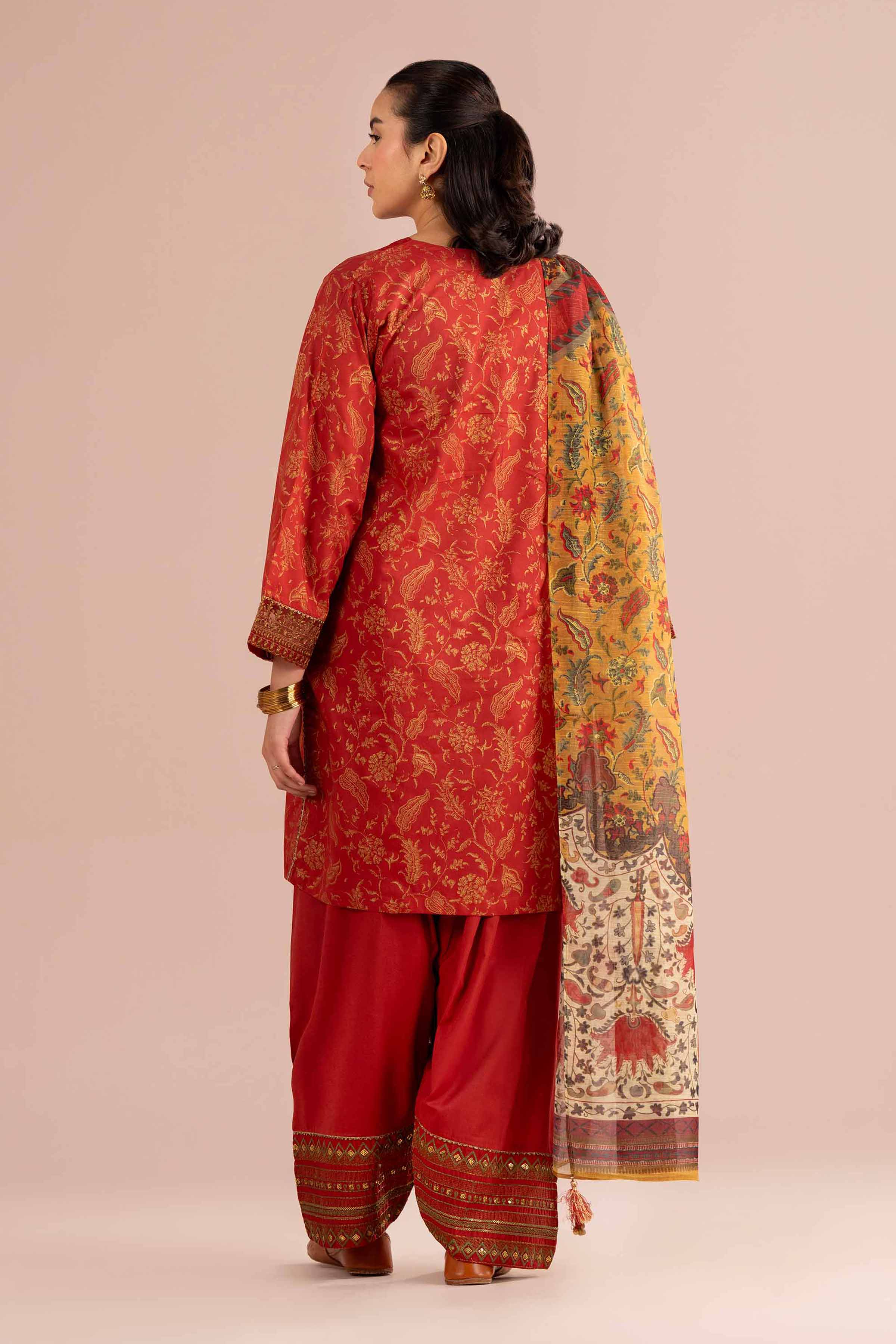 3 Piece - Printed Embroidered Suit - PE26-336