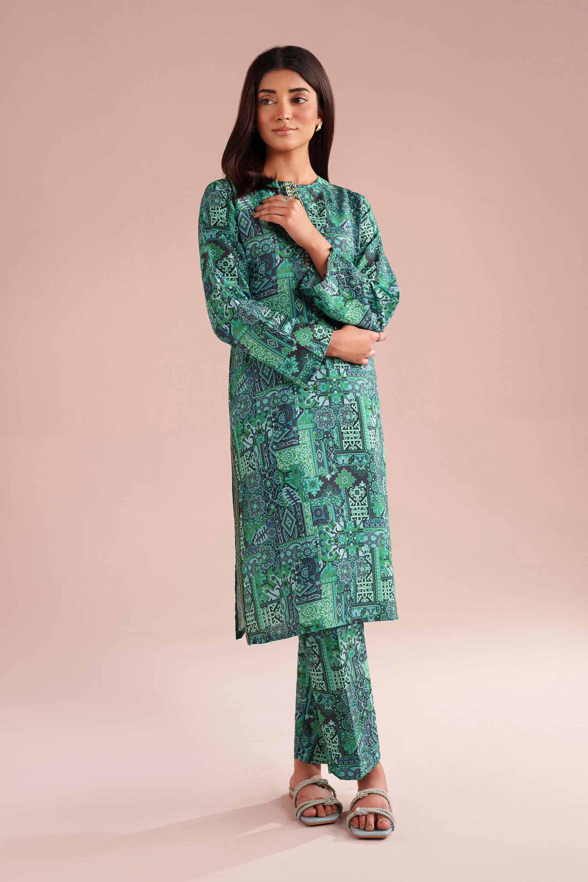 2 Piece - Printed Embroidered Suit - PE26-35