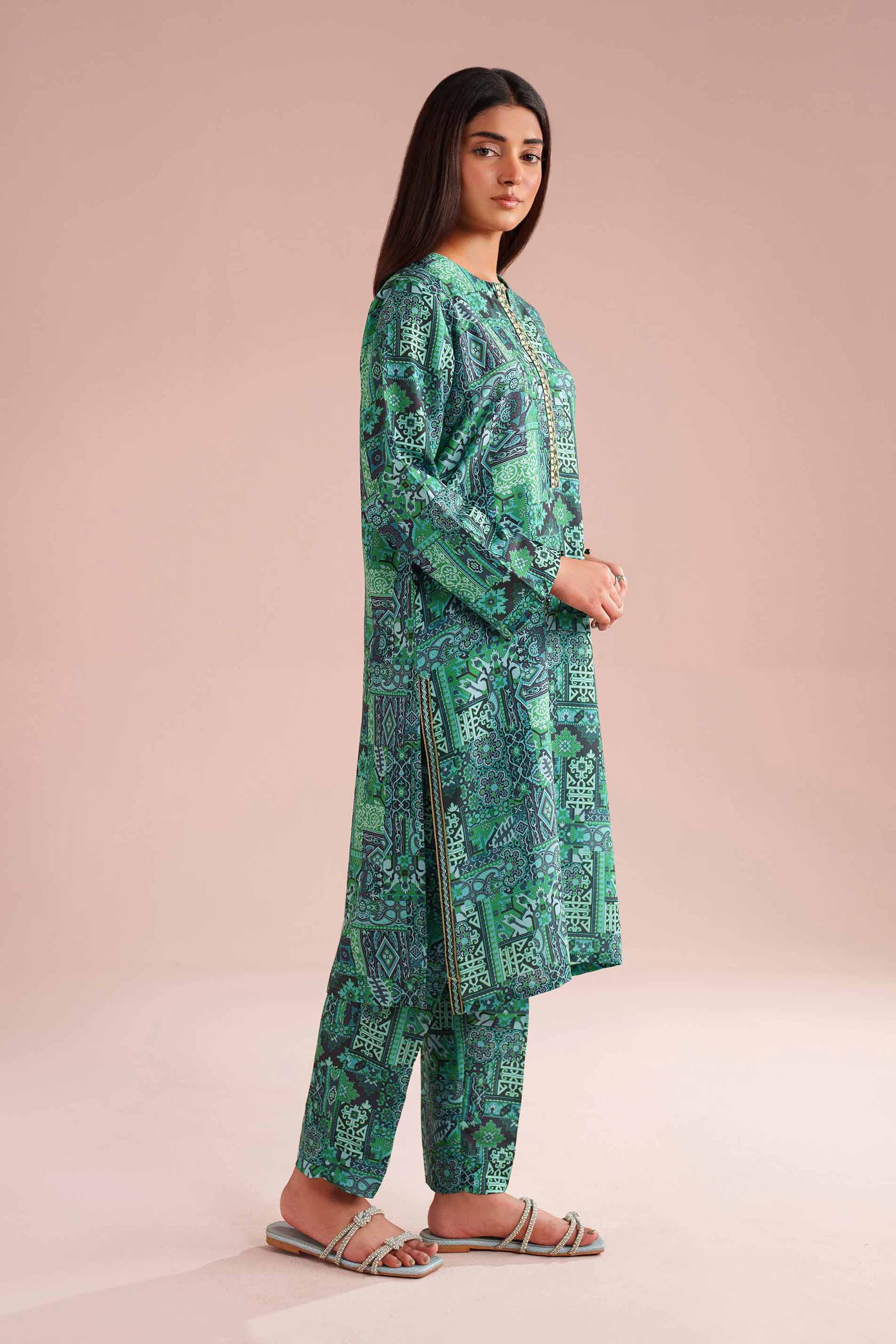 2 Piece - Printed Embroidered Suit - PE26-35