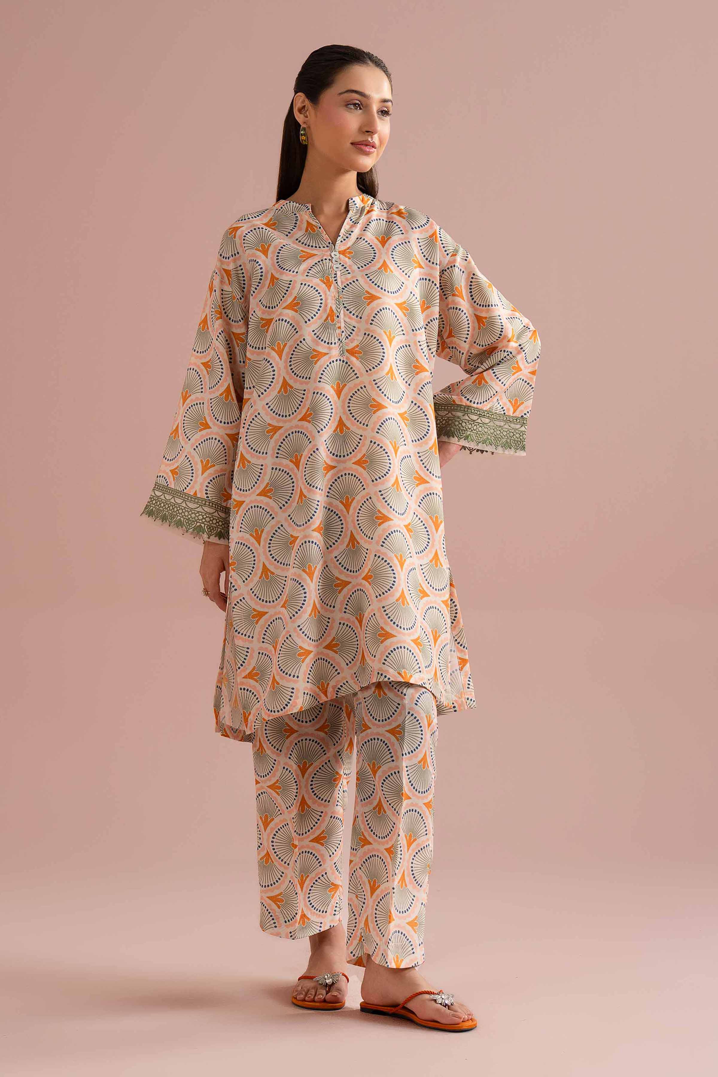 2 Piece - Printed Embroidered Suit - PE26-354