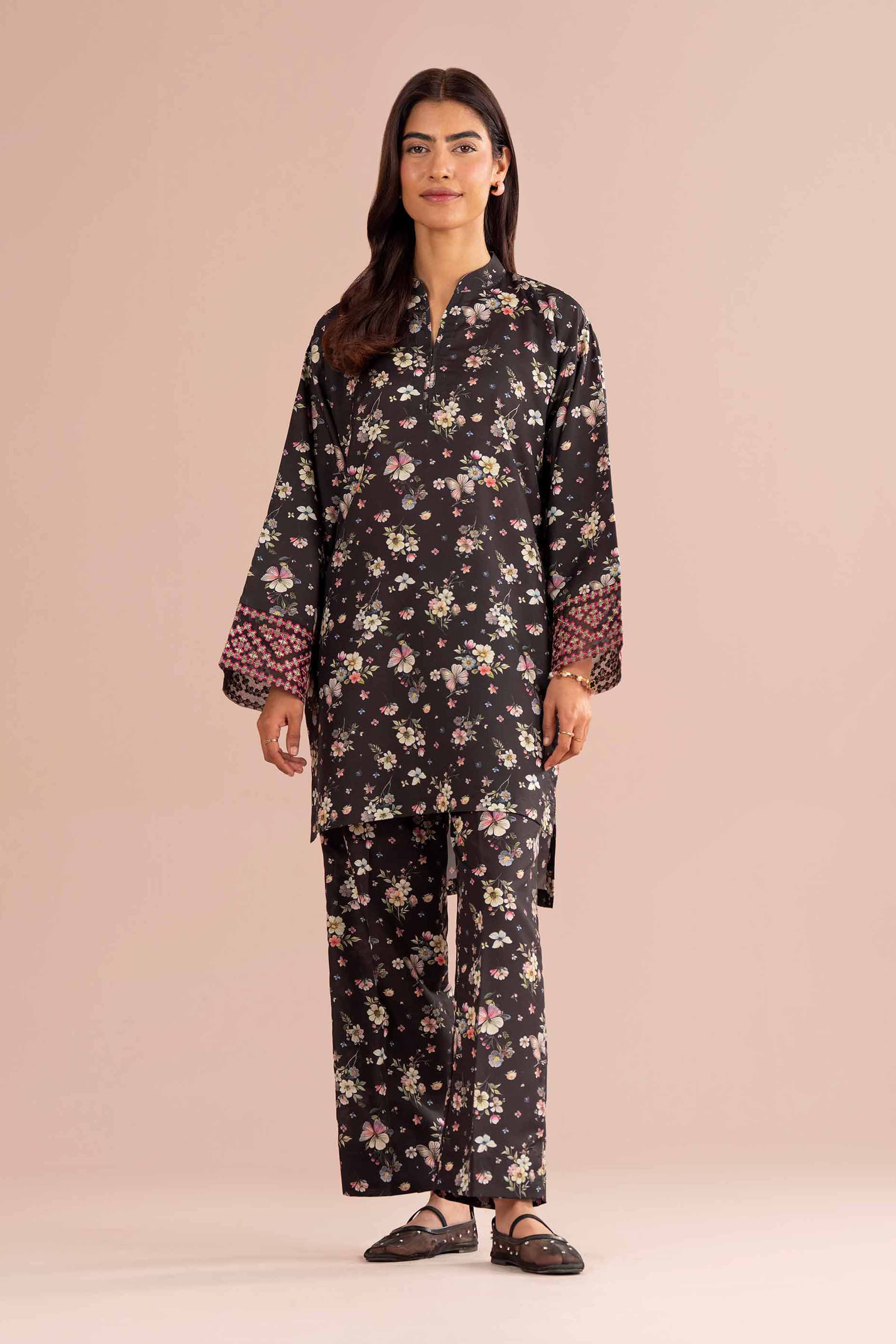 2 Piece - Printed Embroidered Suit - PE26-414