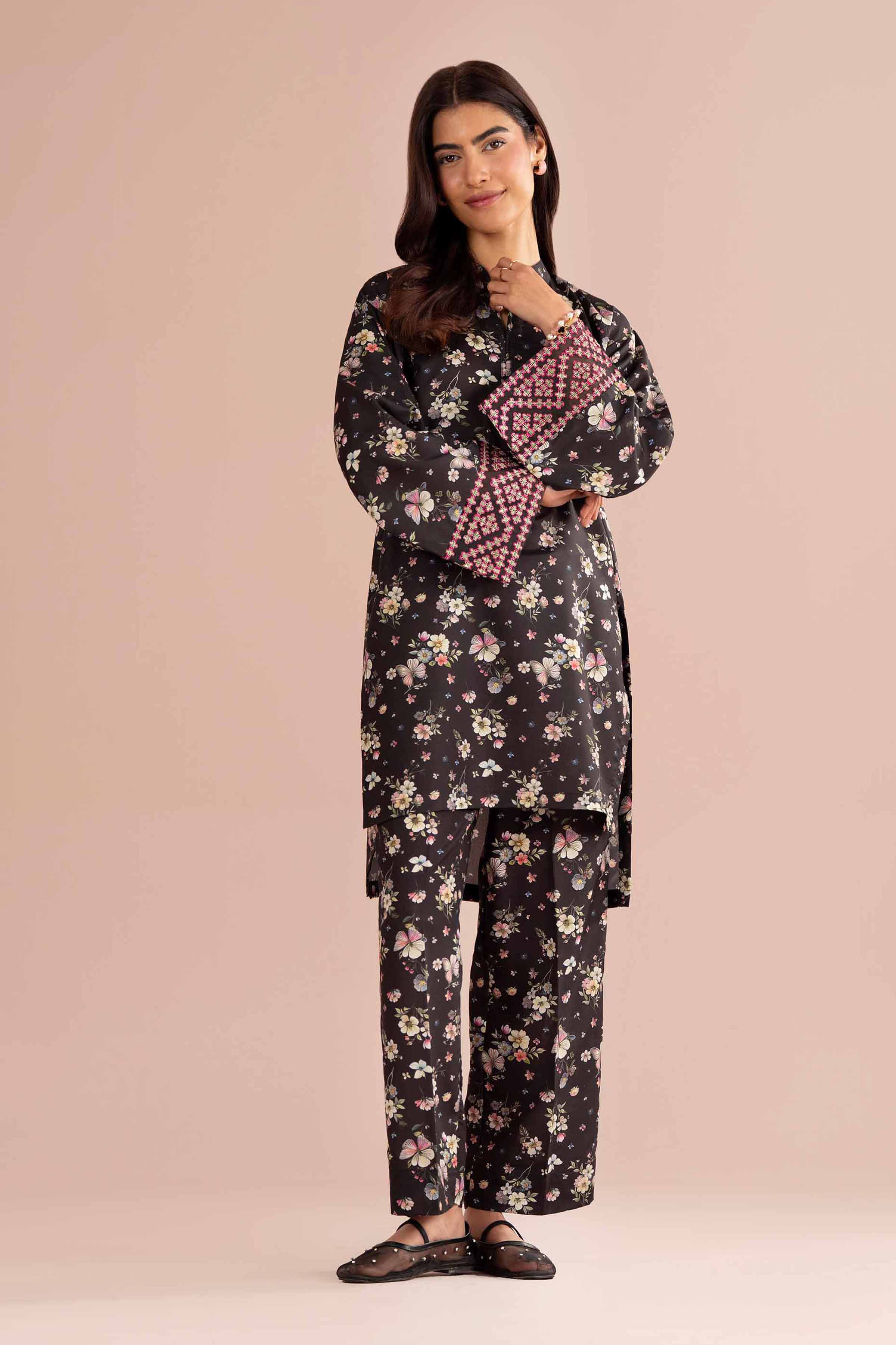 2 Piece - Printed Embroidered Suit - PE26-414
