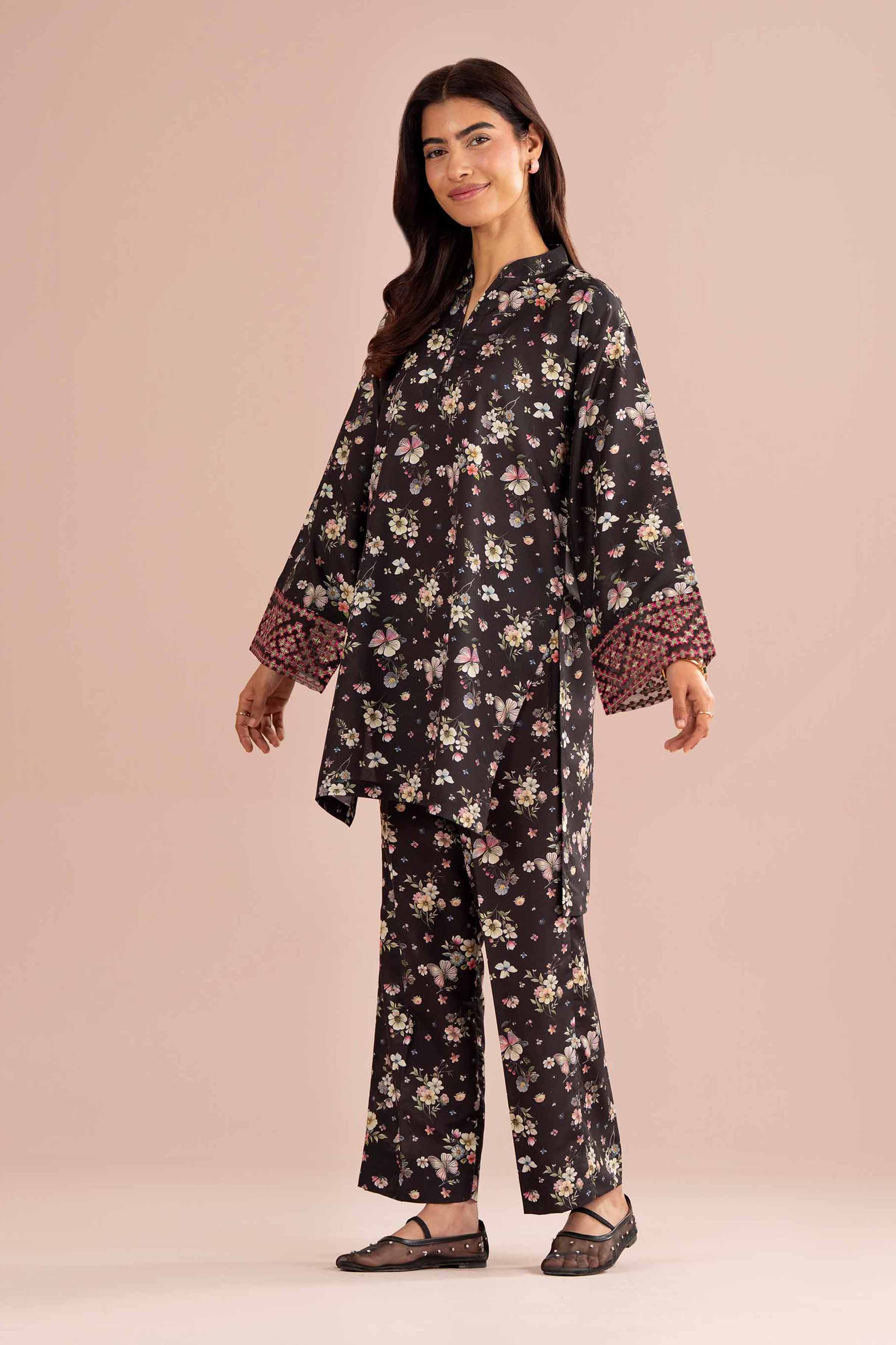 2 Piece - Printed Embroidered Suit - PE26-414