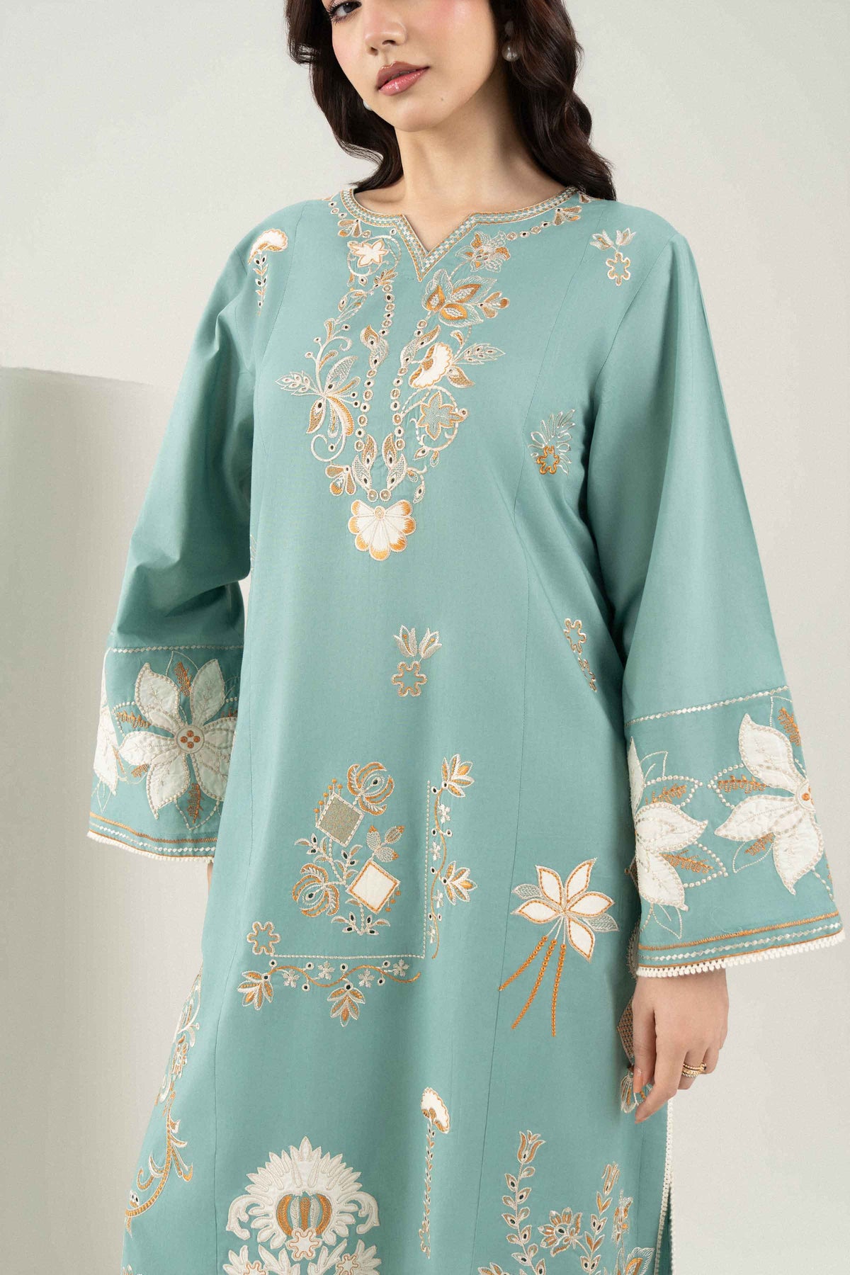 Light Blue 3 PIECE - EMBROIDERED SUIT - PE26-546